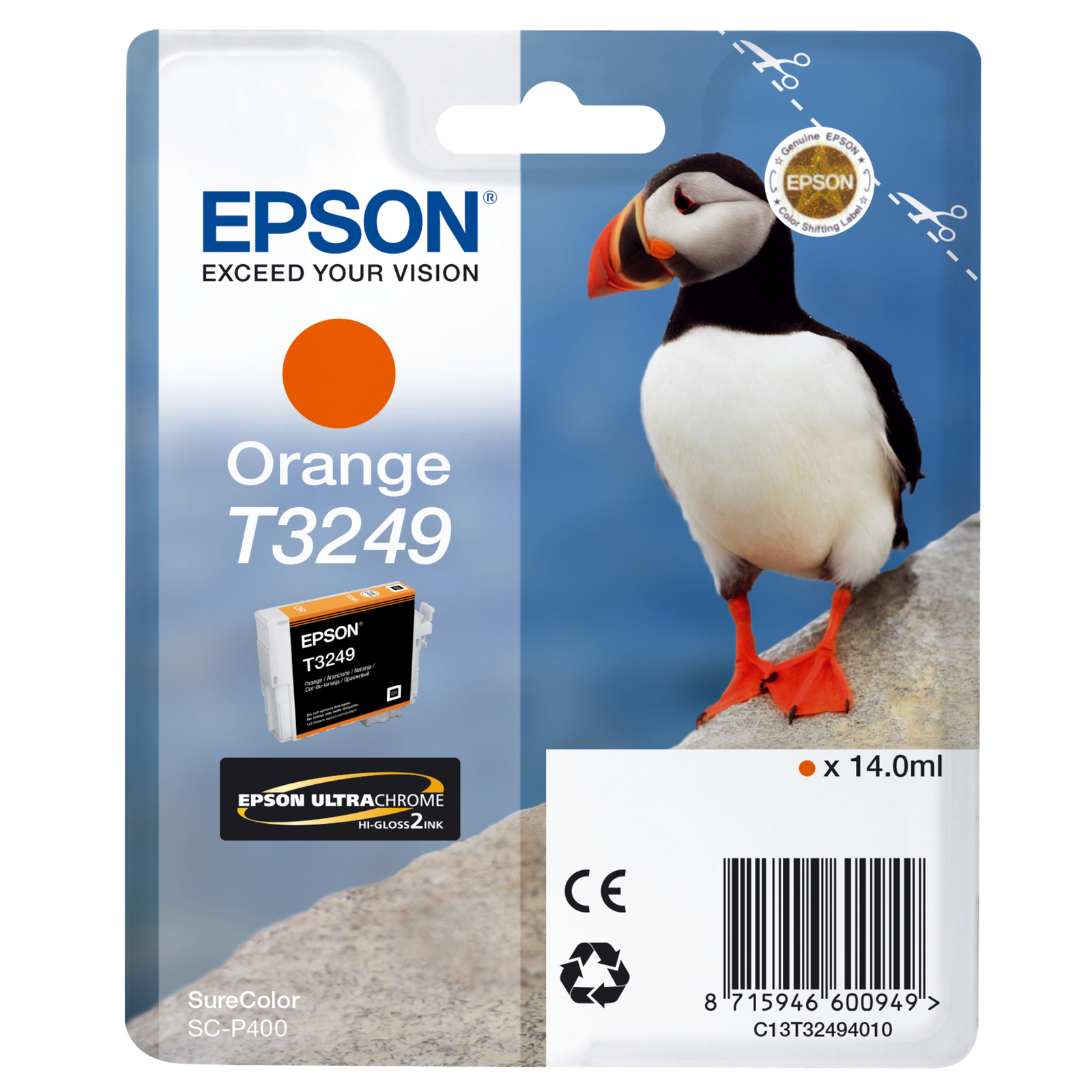 Epson T3249 14 Ml orange Original Ink Cartridge for SureColor P400. SC-P400