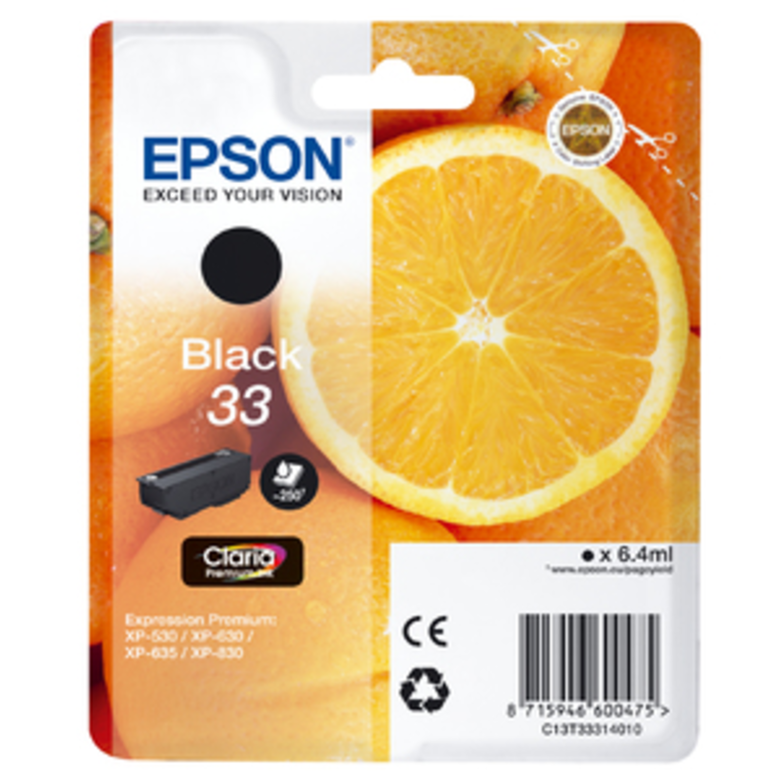 Epson 33 Black Original Blister Pack Ink Cartridge (C13T33314010)