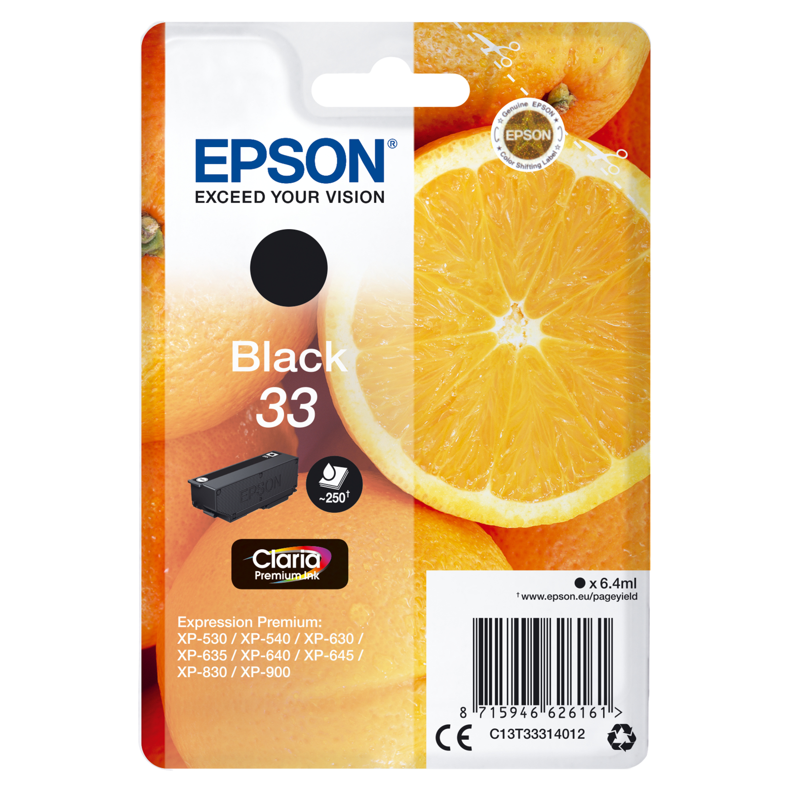Epson 33 Black 250 Pages Ink C13T33314012