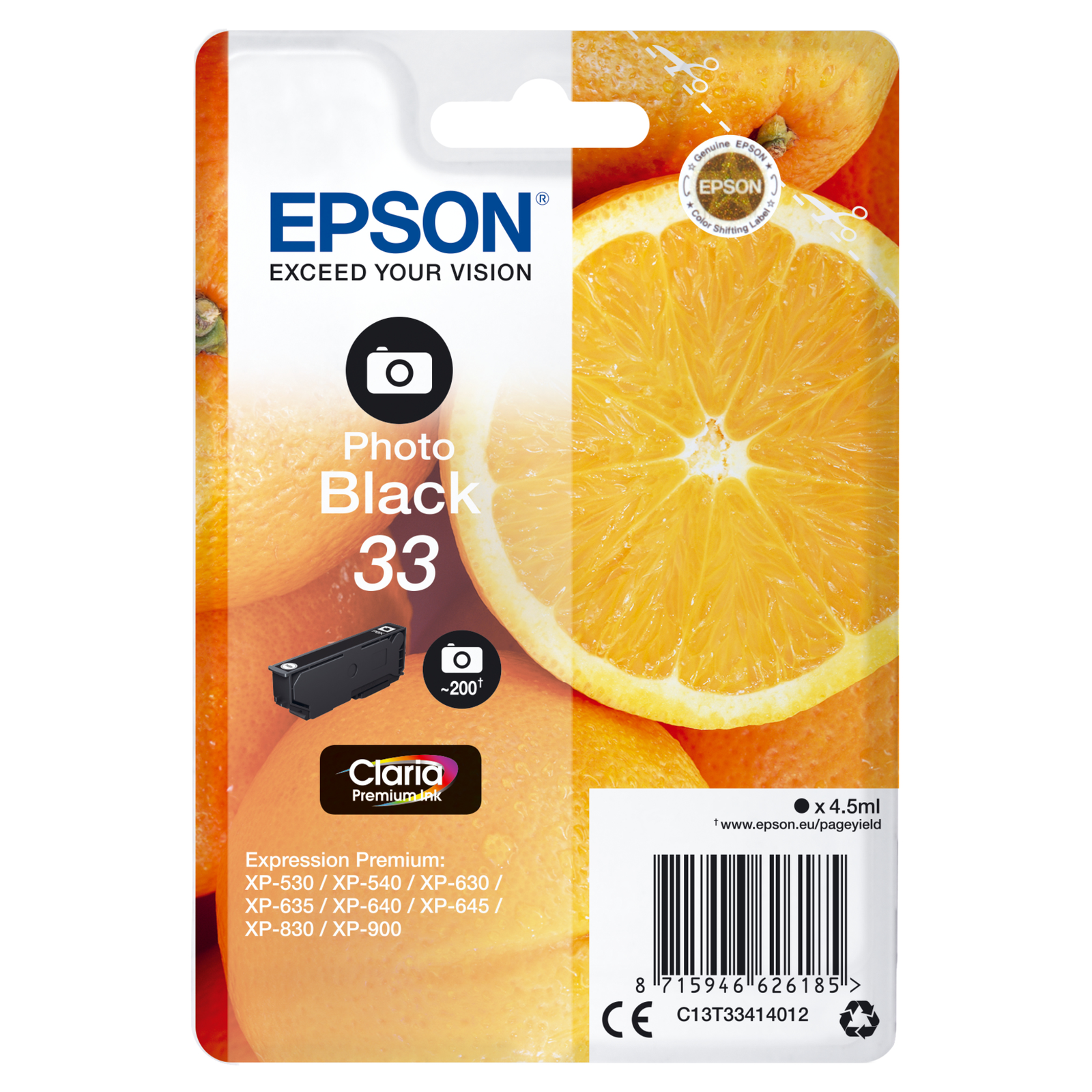Epson 33 4.5 Ml Photo Black Original Blister Pack Ink Cartridge
