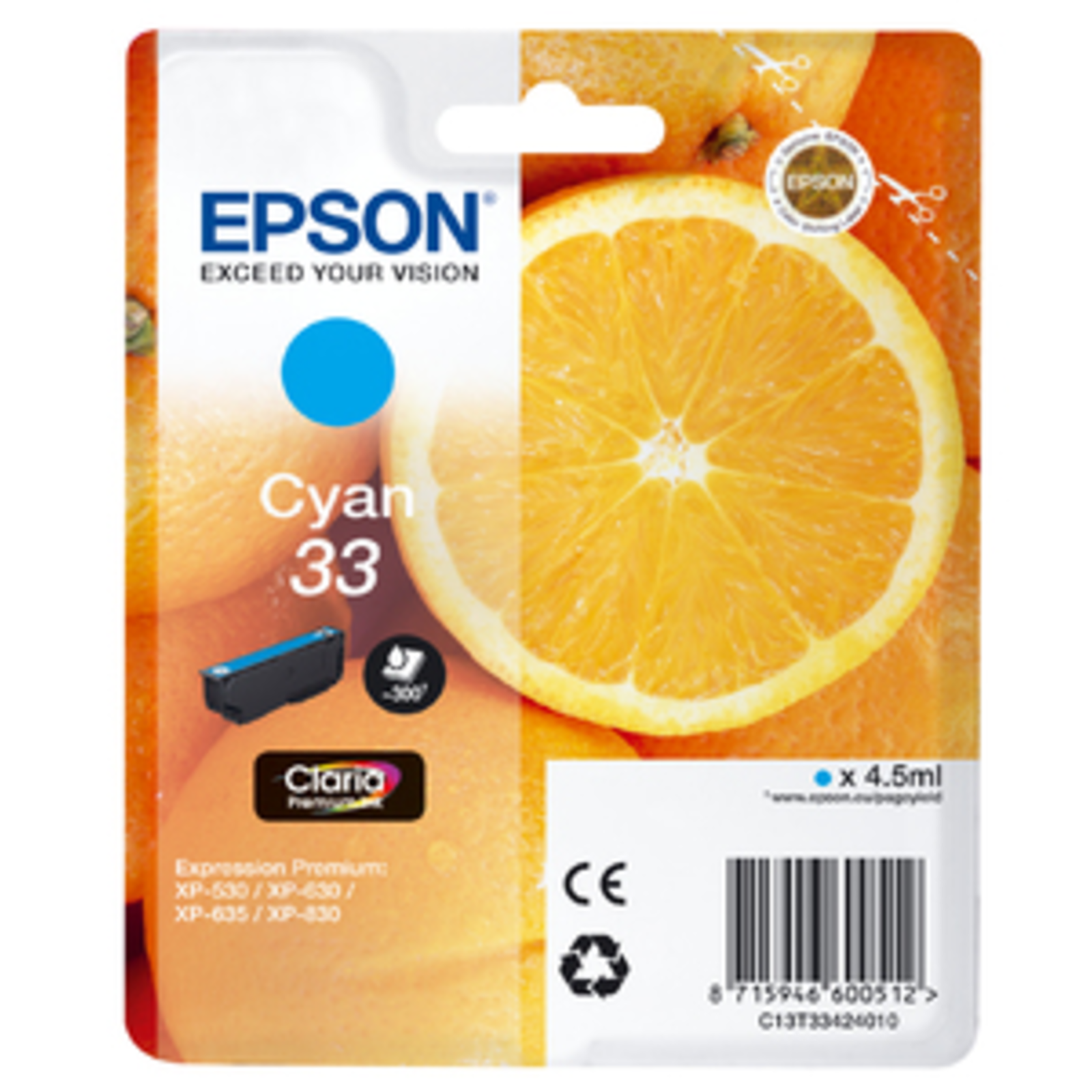 Epson 33 cyan Original Blister Pack Ink Cartridge (C13T33424010)