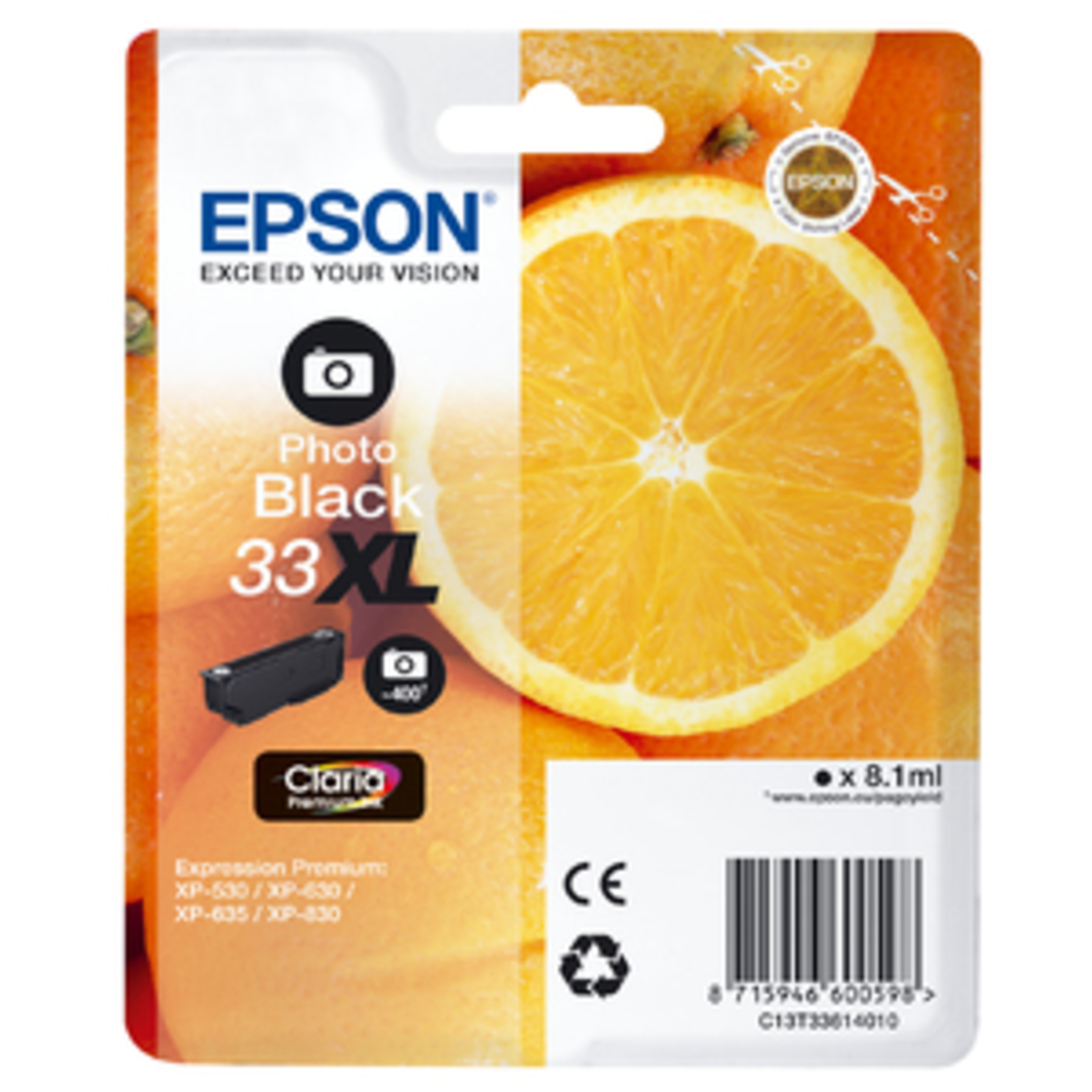Epson 33 High Capacity Photo Black Original Blister Pack Ink Cartridge (C13T33614010)