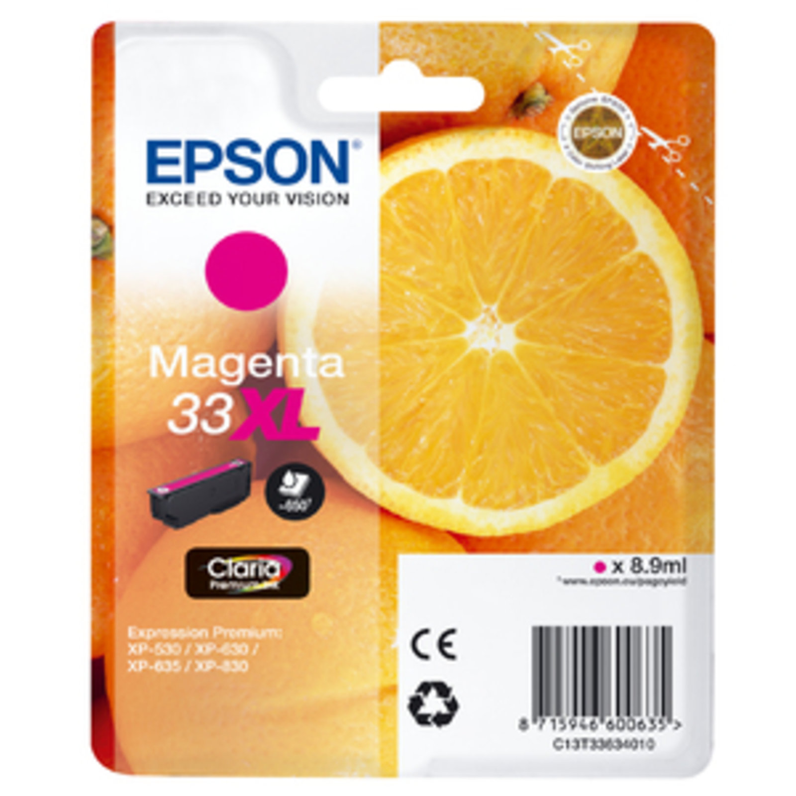 Epson 33XL High Capacity magenta Original Blister Pack Ink Cartridge (C13T33634010)