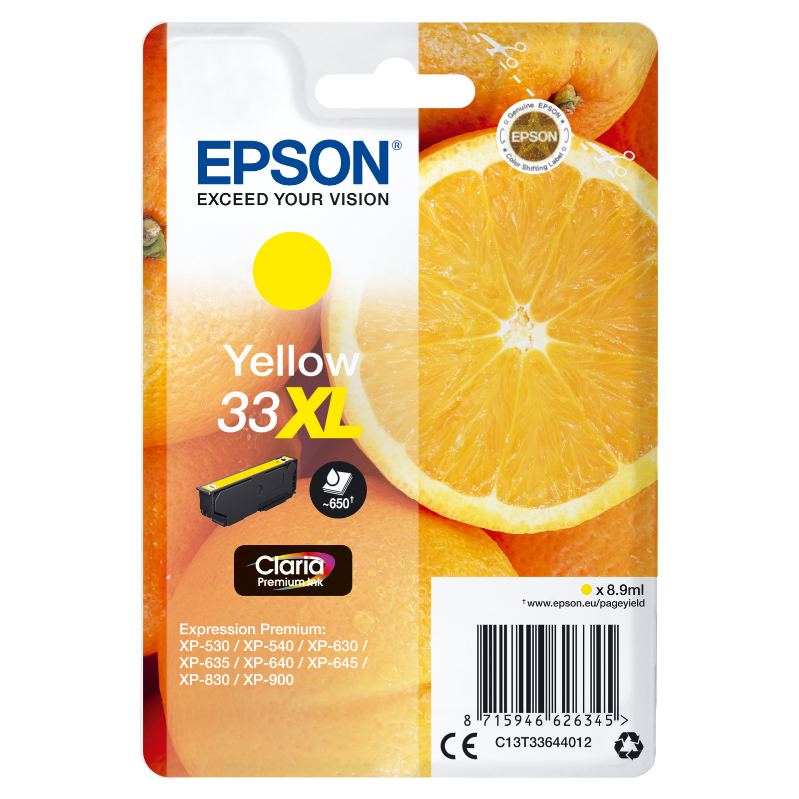Epson Yellow Ink 33XL C13T33644012 Claria Premium