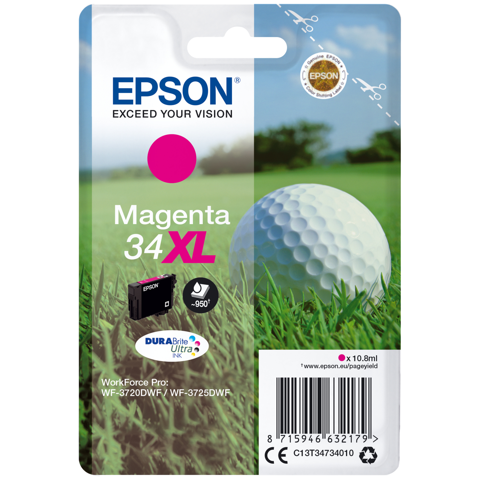Epson Golf Ball Singlepack magenta 34XL DURABrite Ultra Ink High XL Yield