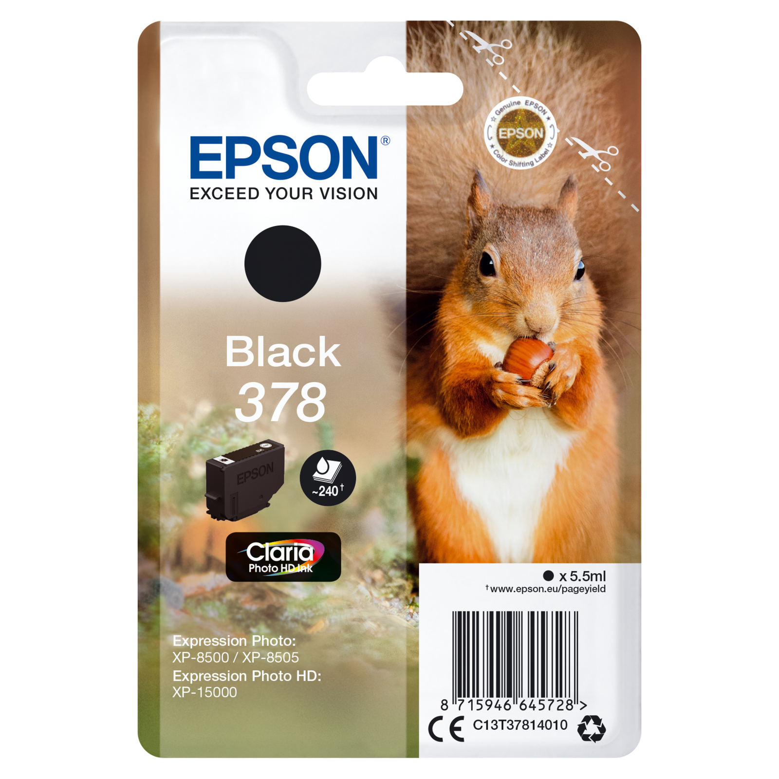 Epson 378 5.5 Ml Black Original Blister Pack Ink Cartridge