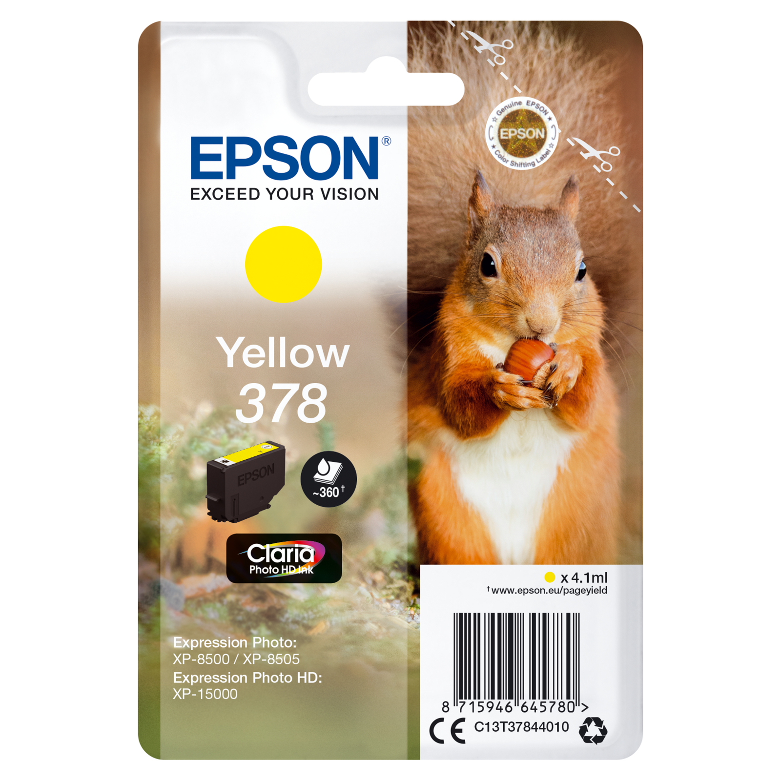 Epson 378 4.1 Ml Yellow Original Blister Pack Ink Cartridge