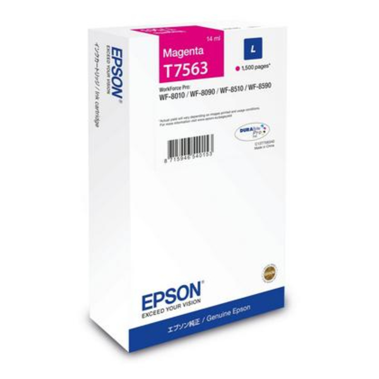 Epson T7563 14 Ml L-size magenta Original Ink Cartridge for WorkForce Pro WF-8090. WF-8590