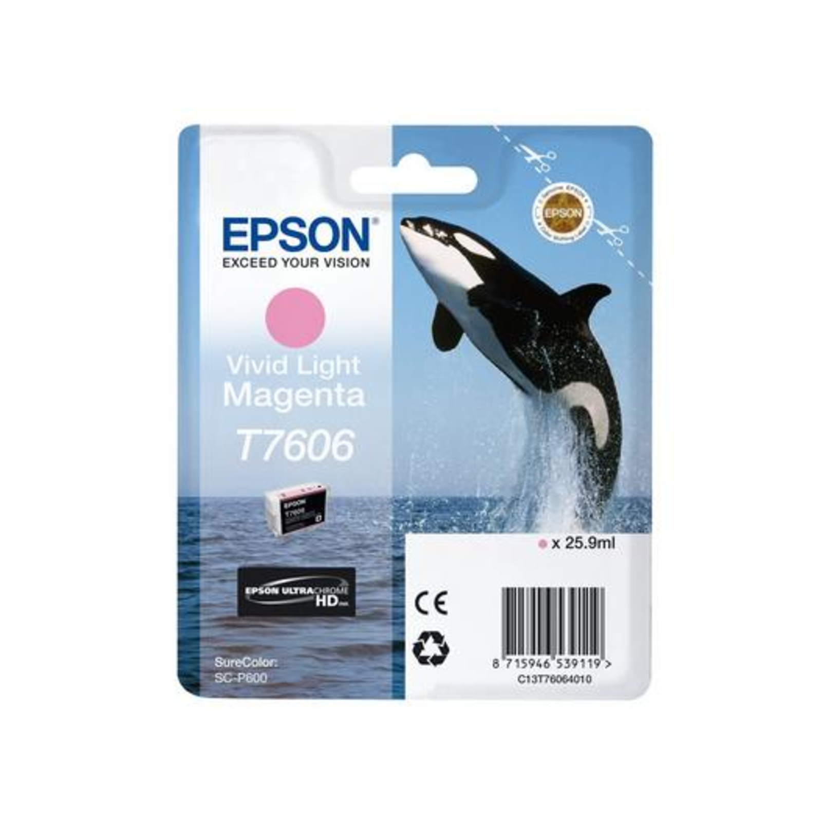 Epson T7606 25.9 Ml Vivid Light magenta Original Blister Pack Ink Cartridge for SureColor SC-P600