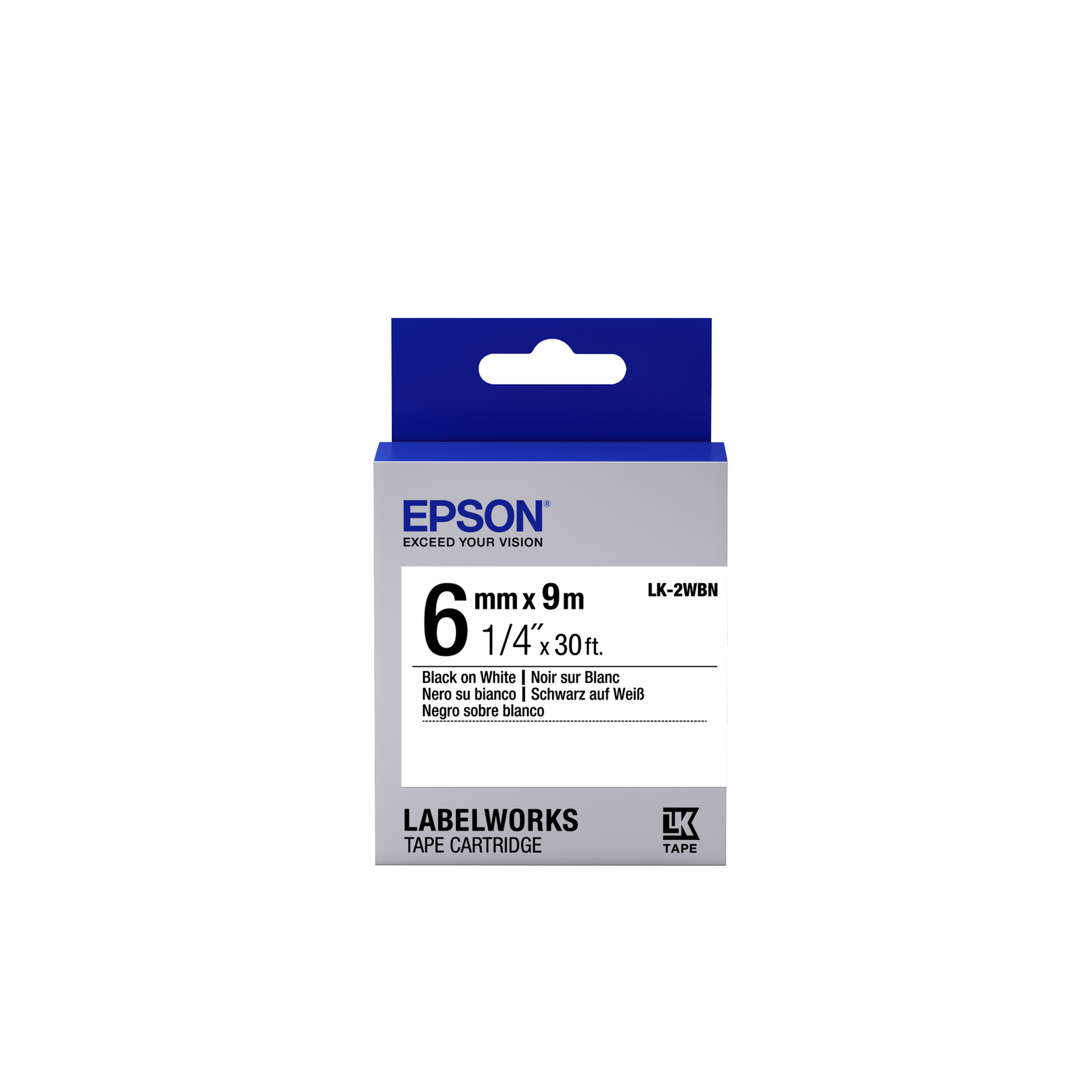 Epson LabelWorks LK-2WBN Black on White Roll (0.6 Cm X 9 M)