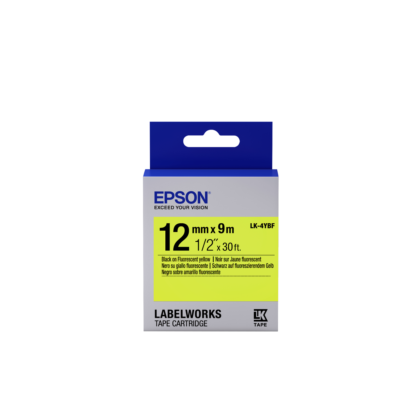 Epson LabelWorks LK-4YBF Black on Yellow Roll (1.2 Cm X 2.9 M)