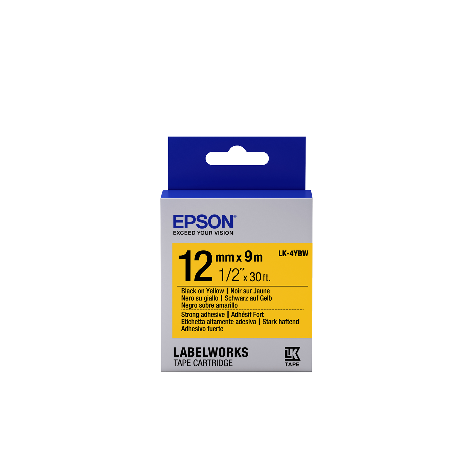 Epson LabelWorks LK-4YBW Black on Yellow Roll (1.2 Cm X 9 M)