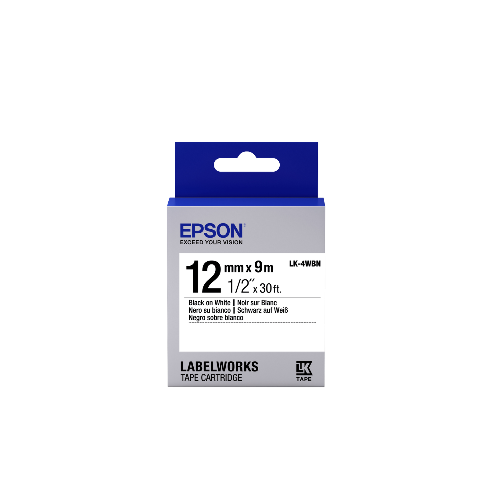 Epson LabelWorks LK-4WBN Black on White Roll (1.2 Cm X 9 M)