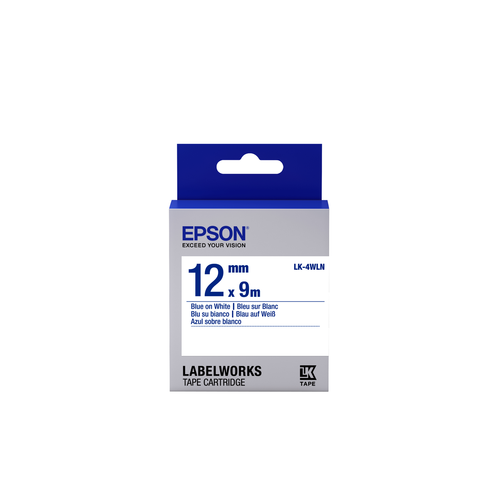 Epson LabelWorks LK-4WLN Blue on White Roll (1.2 Cm X 9 M)