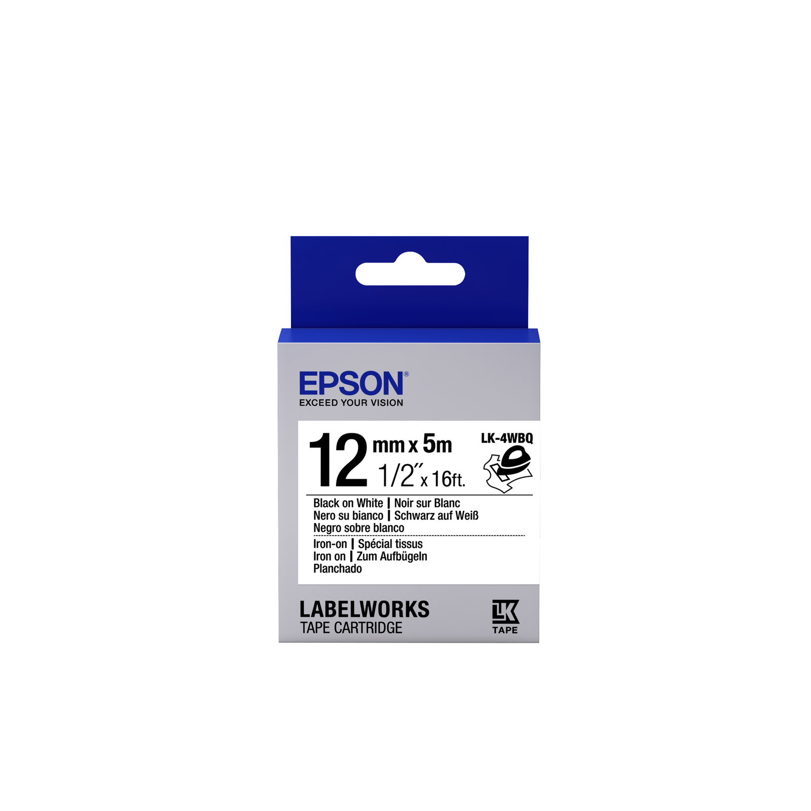 Epson LabelWorks LK-4WBQ Black on White Roll (1.2 Cm X 5 M) (C53S654024)