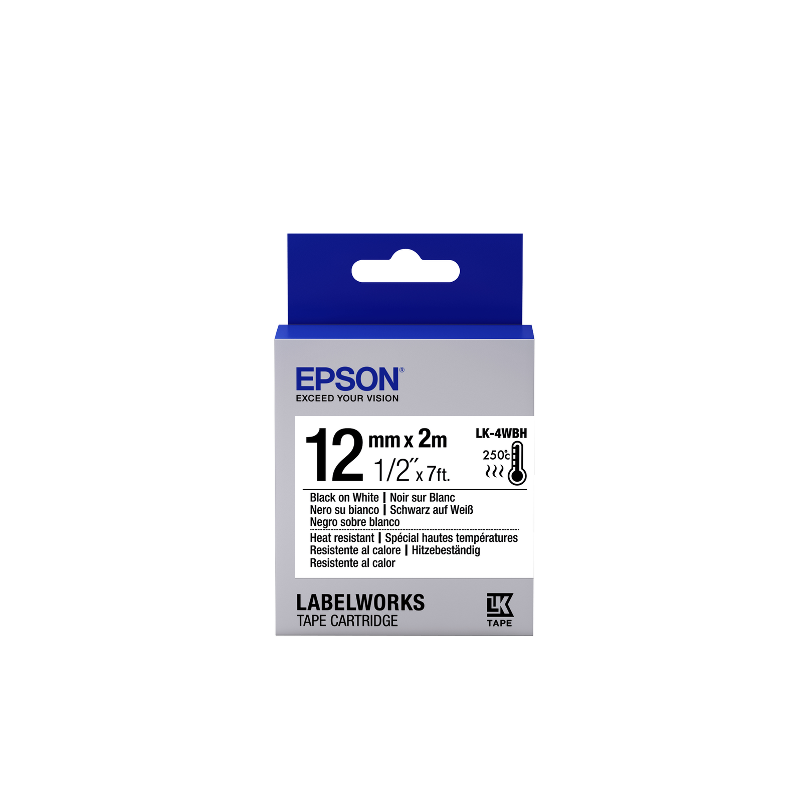 Epson LabelWorks LK-4WBH Black on White Roll (1.2 Cm X 2 M) (C53S654025)