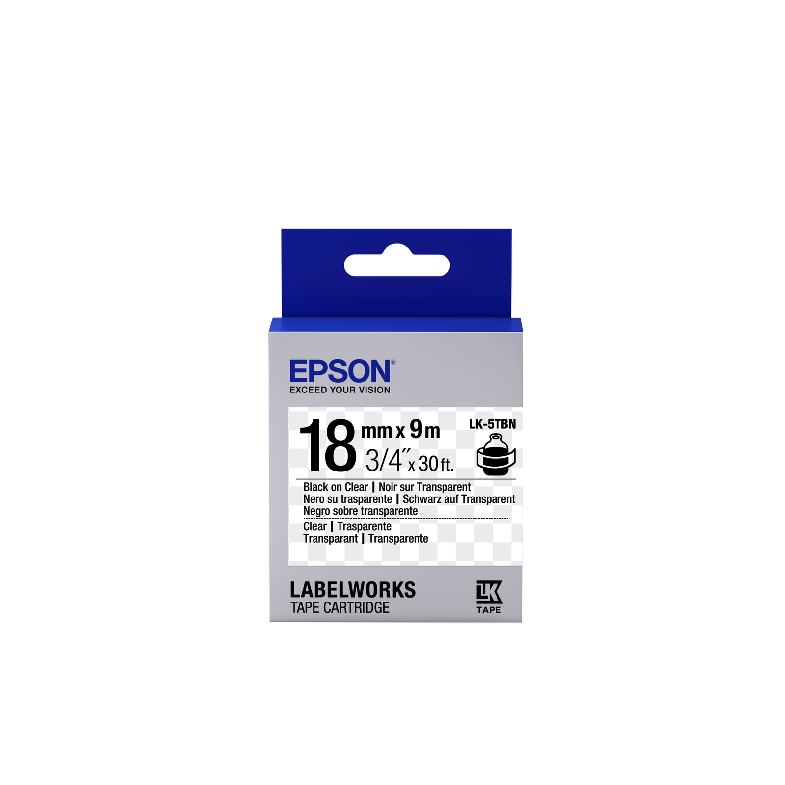 Epson LabelWorks LK-5TBN Black on transparent Roll (1.8 Cm X 9 M) (C53S655008)
