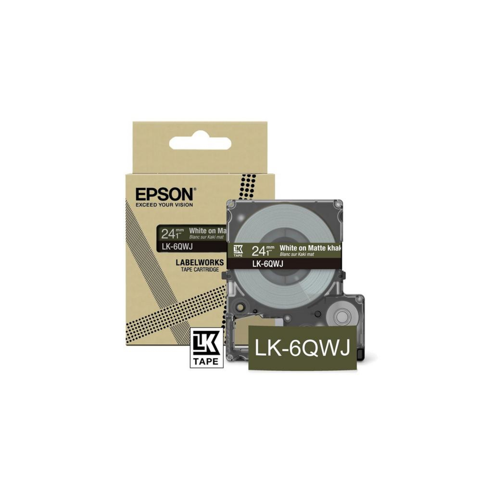 Epson LabelWorks LK-6QWJ White on matte khaki Roll (2.4 Cm X 8 M)