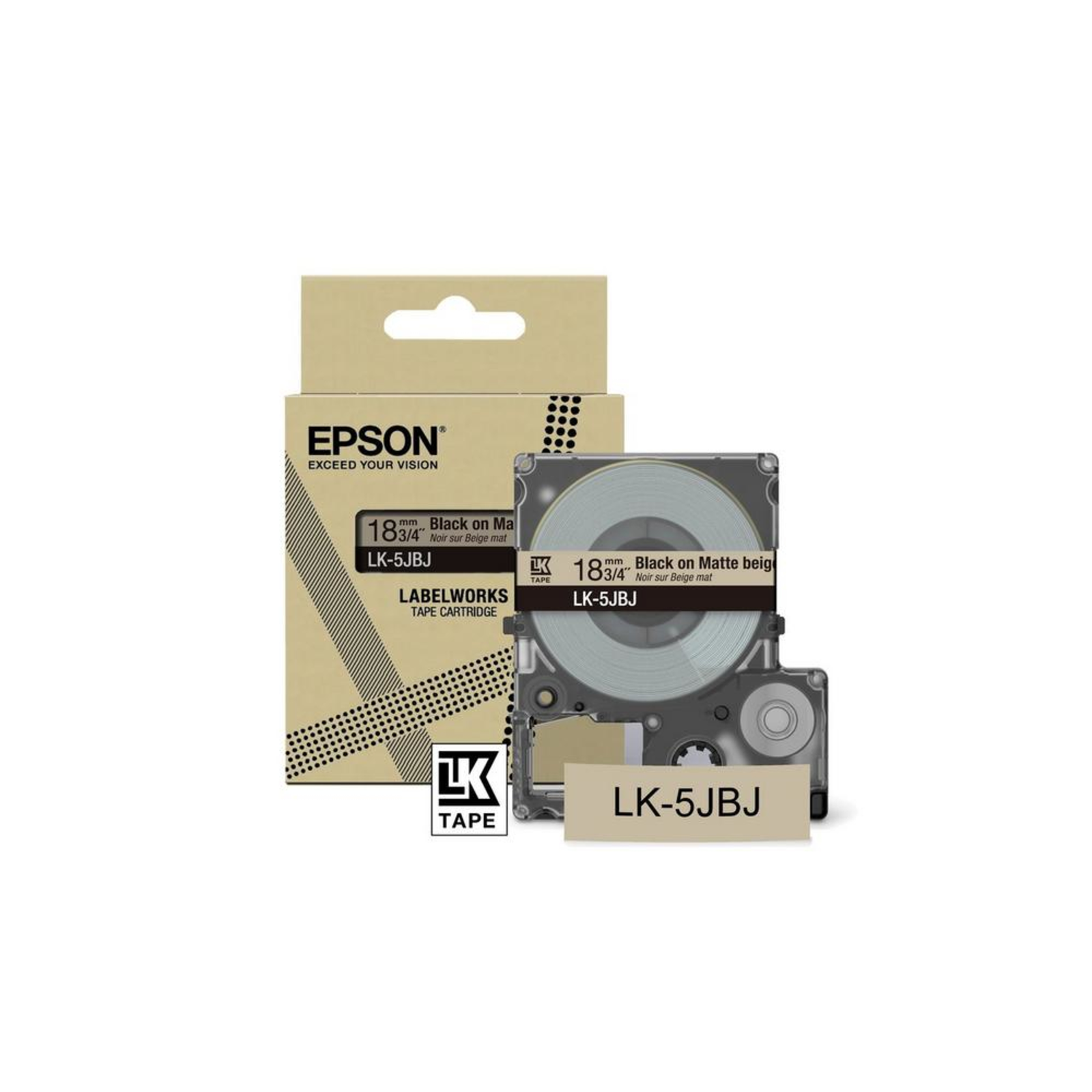 Epson LabelWorks LK-5JBJ Black on matte beige Roll (1.8 Cm X 8 M)