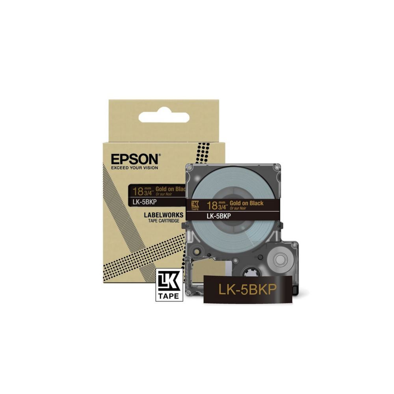 Epson LabelWorks LK-5BKP Metallic gold on Black Roll (1.8 Cm X 9 M)