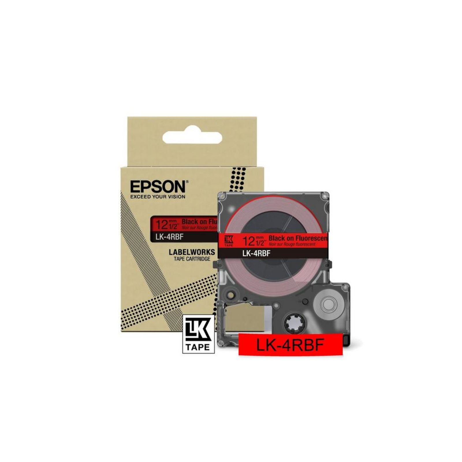 EPSON Writing Tape Black on Fluorescent 12mm 5metres