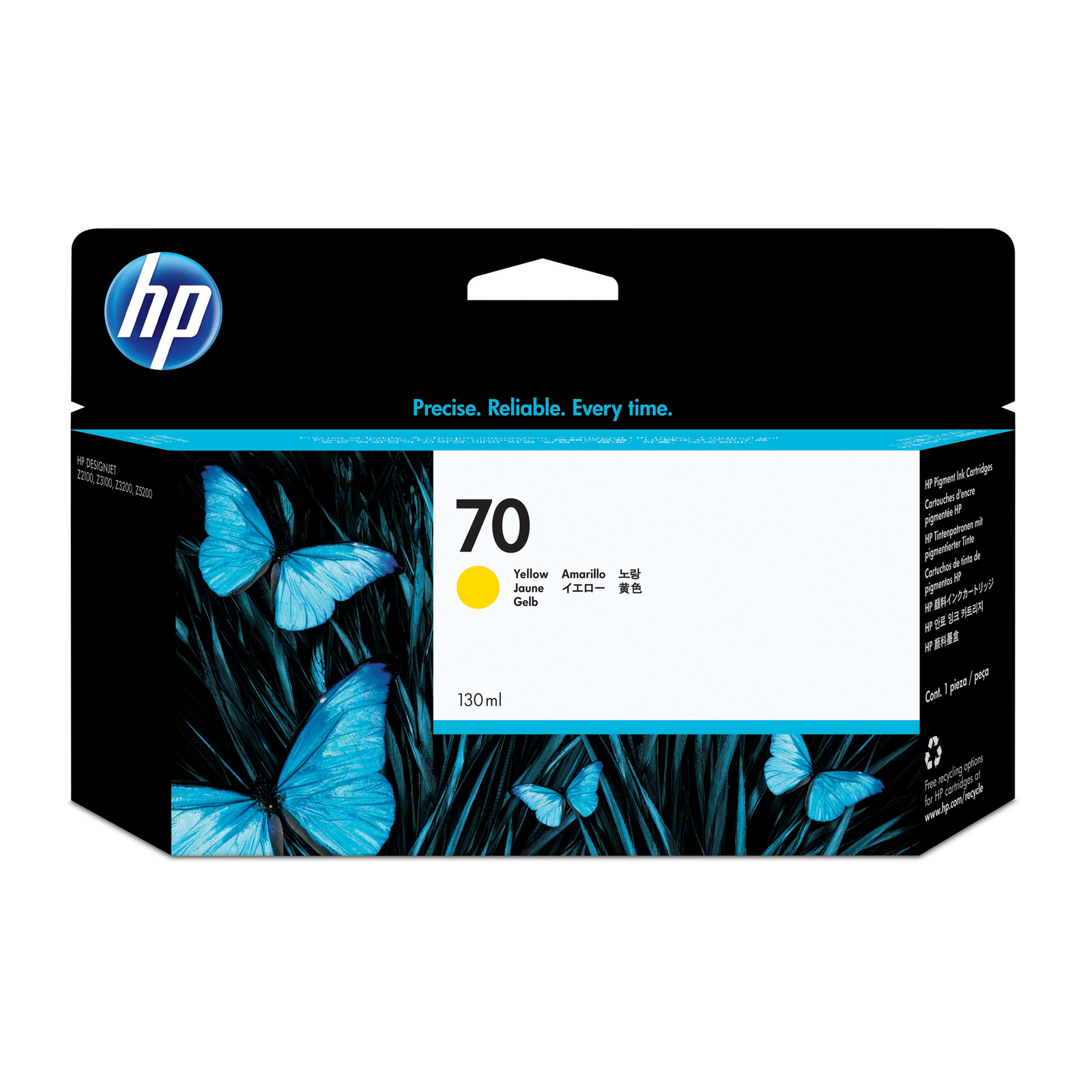 HPI No 70 Ink Cart/130 Ml Yellow W/vivera