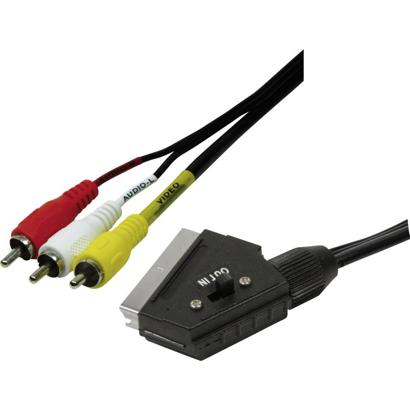 LogiLink SCART RCA TV Receiver Connection Cable (1x SCART Plug 3x RCA Plug) Black