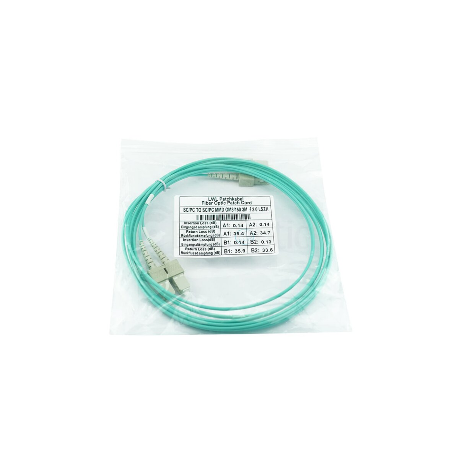 BlueOptics Cisco CAB-OM3-SC-SC-15M Compatible SC-SC Multimode OM3 Patch Cable 15m