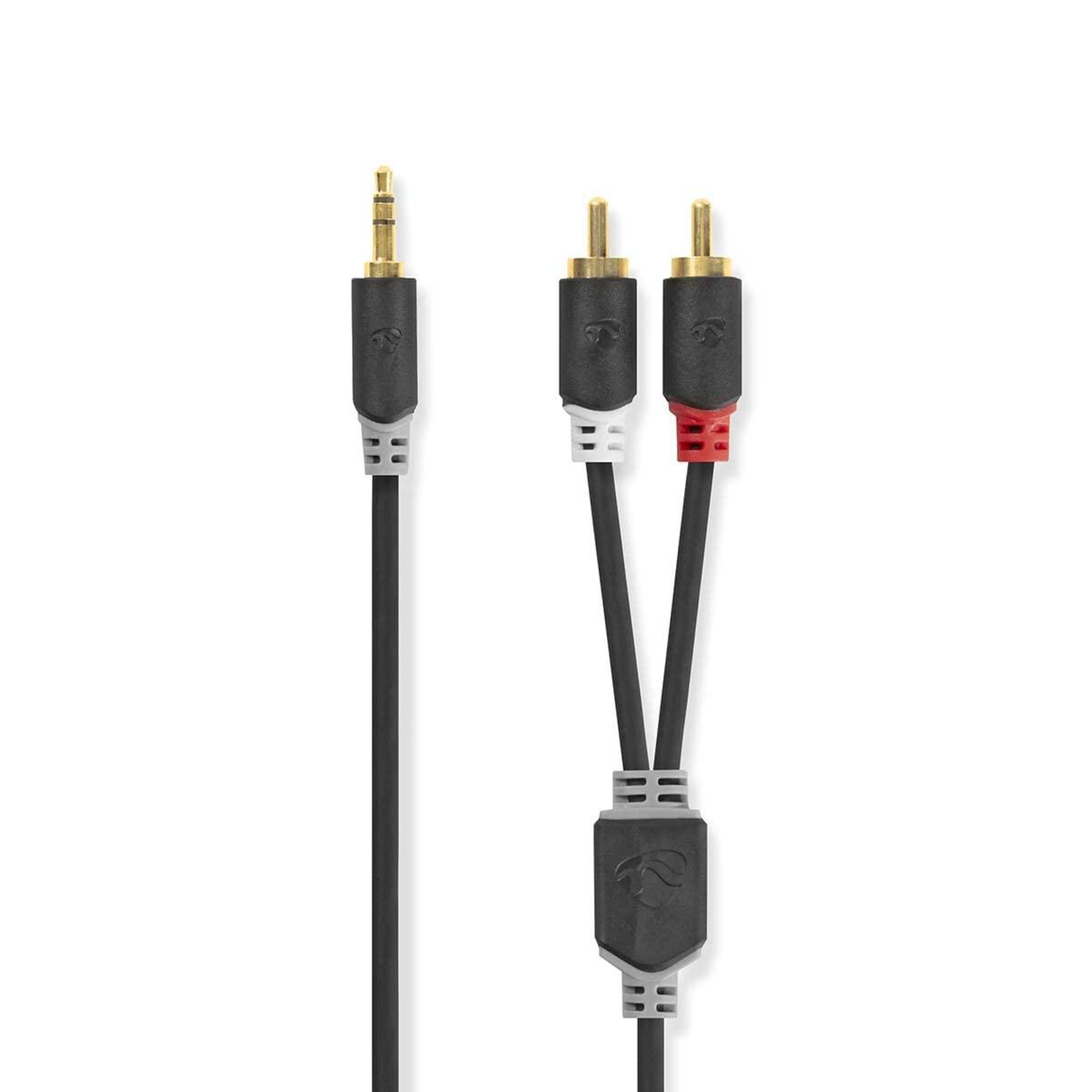 Nedis Stereo Audio Cable 3.5mm Plug 2x RCA Plugs gold-plated 1.00 M Round Anthracite