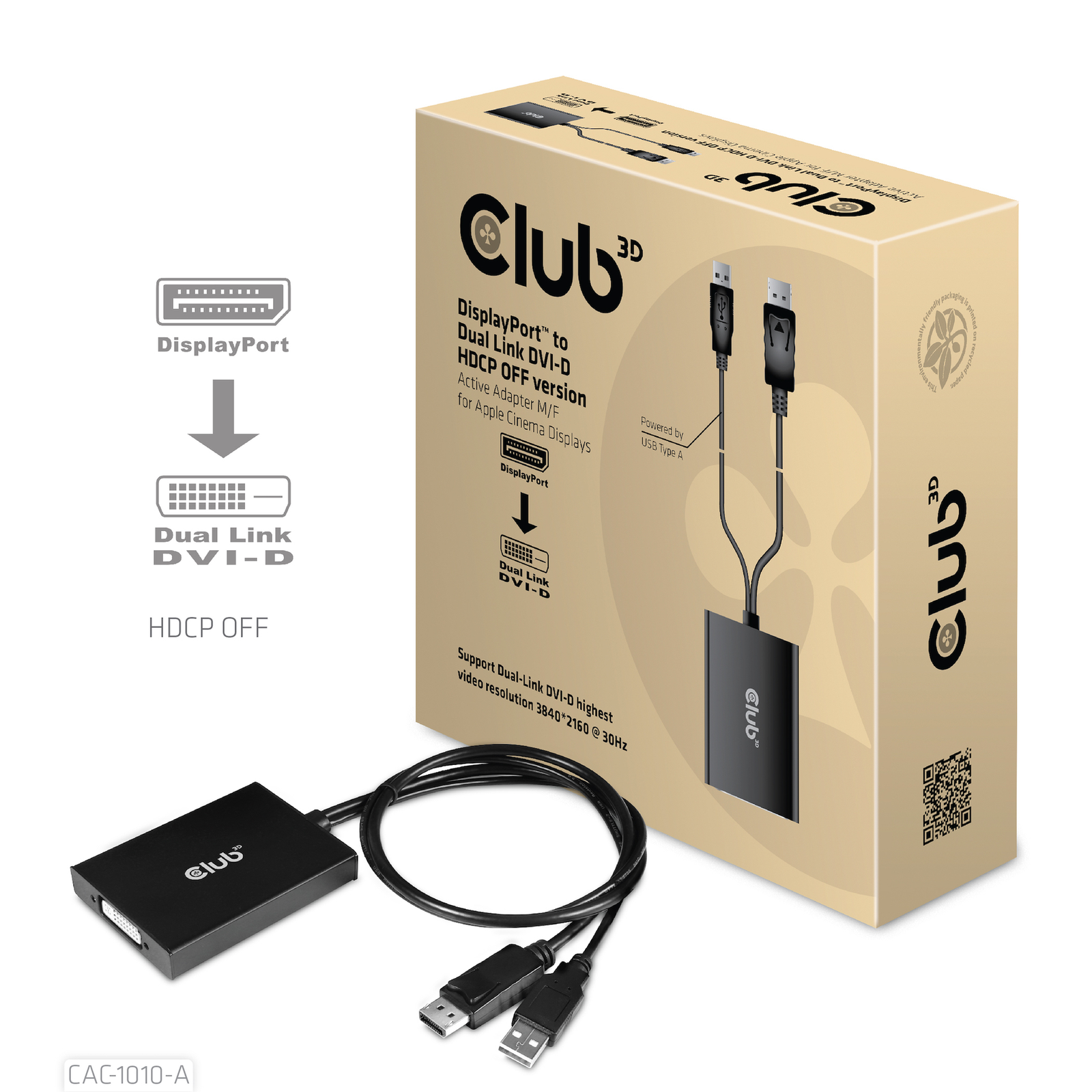 Club 3D DisplayPort DVI Adapter 60cm