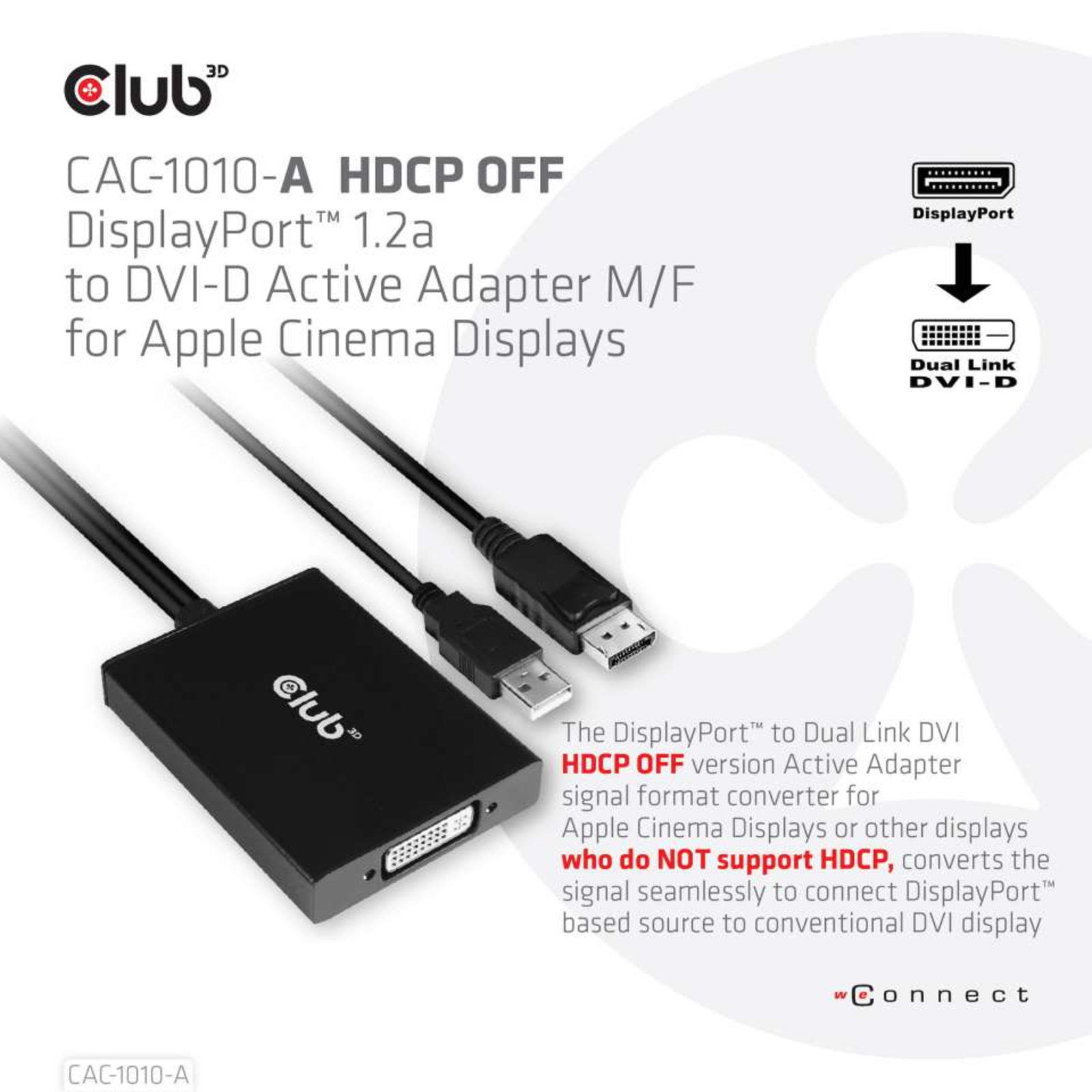 Club 3D DisplayPort DVI Adapter 60cm
