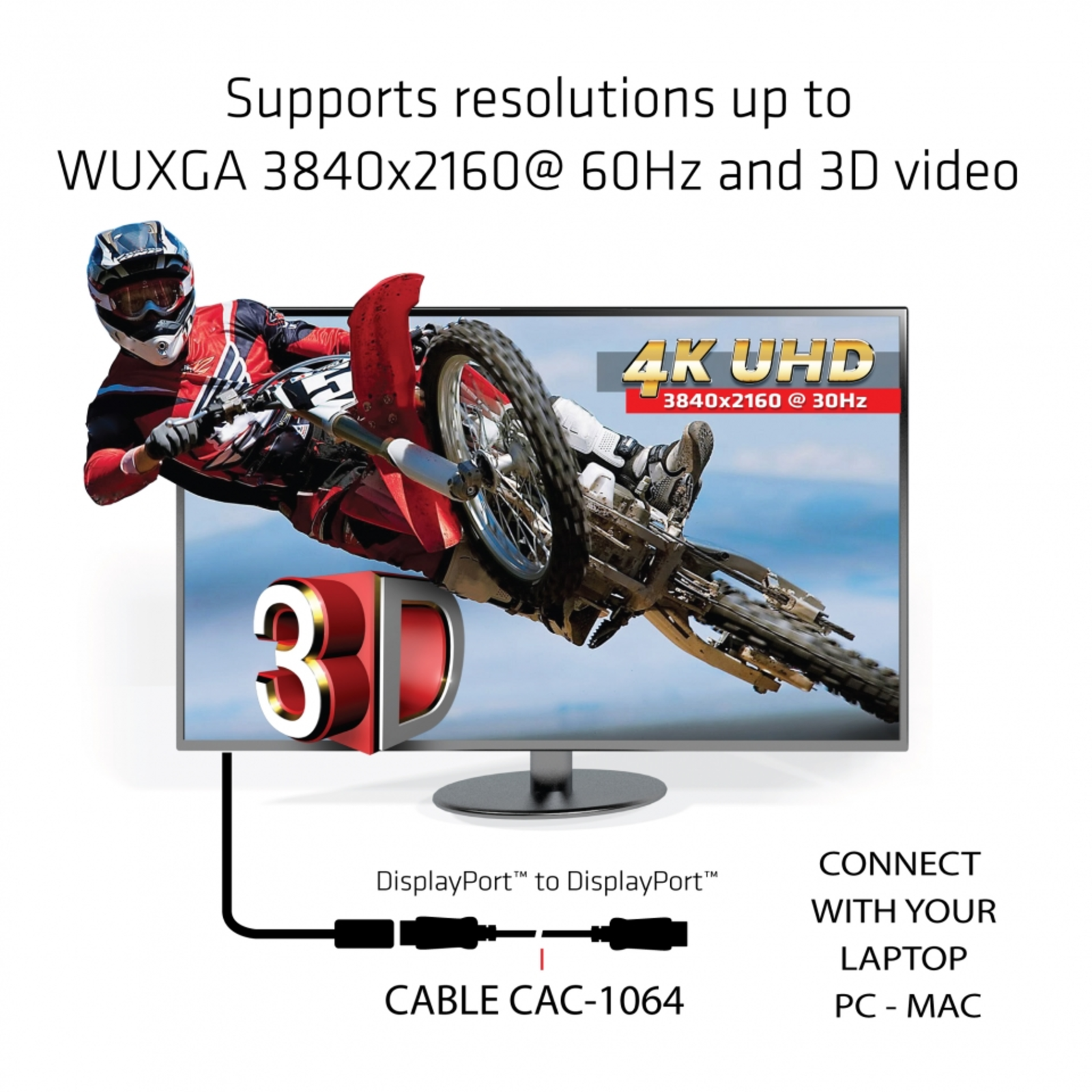 Club 3D Display Port 1.2 4K Cable 3 Meter