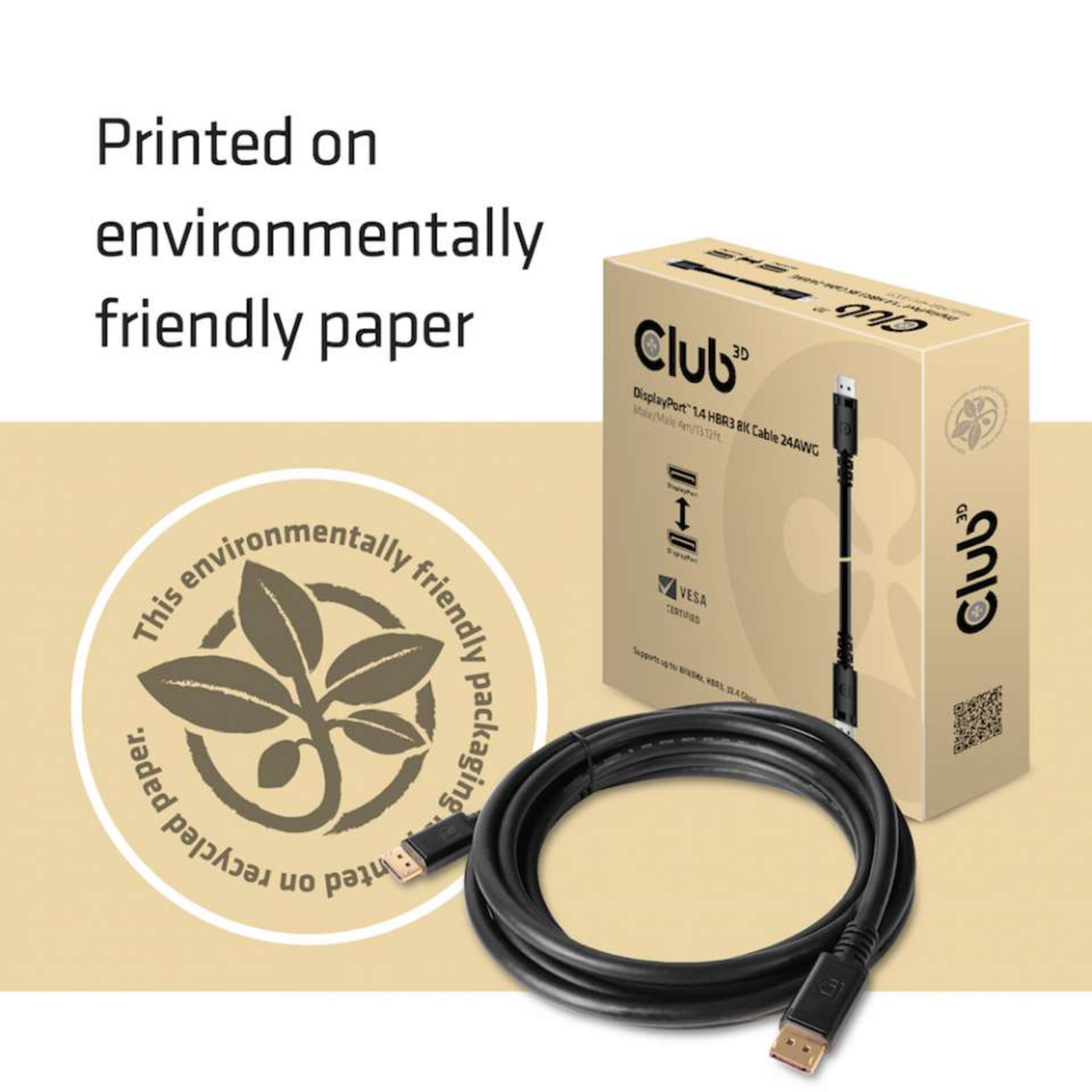 Club 3D 20 Pin Display Port Male to 20 Pin Display Port Male 4 M Black