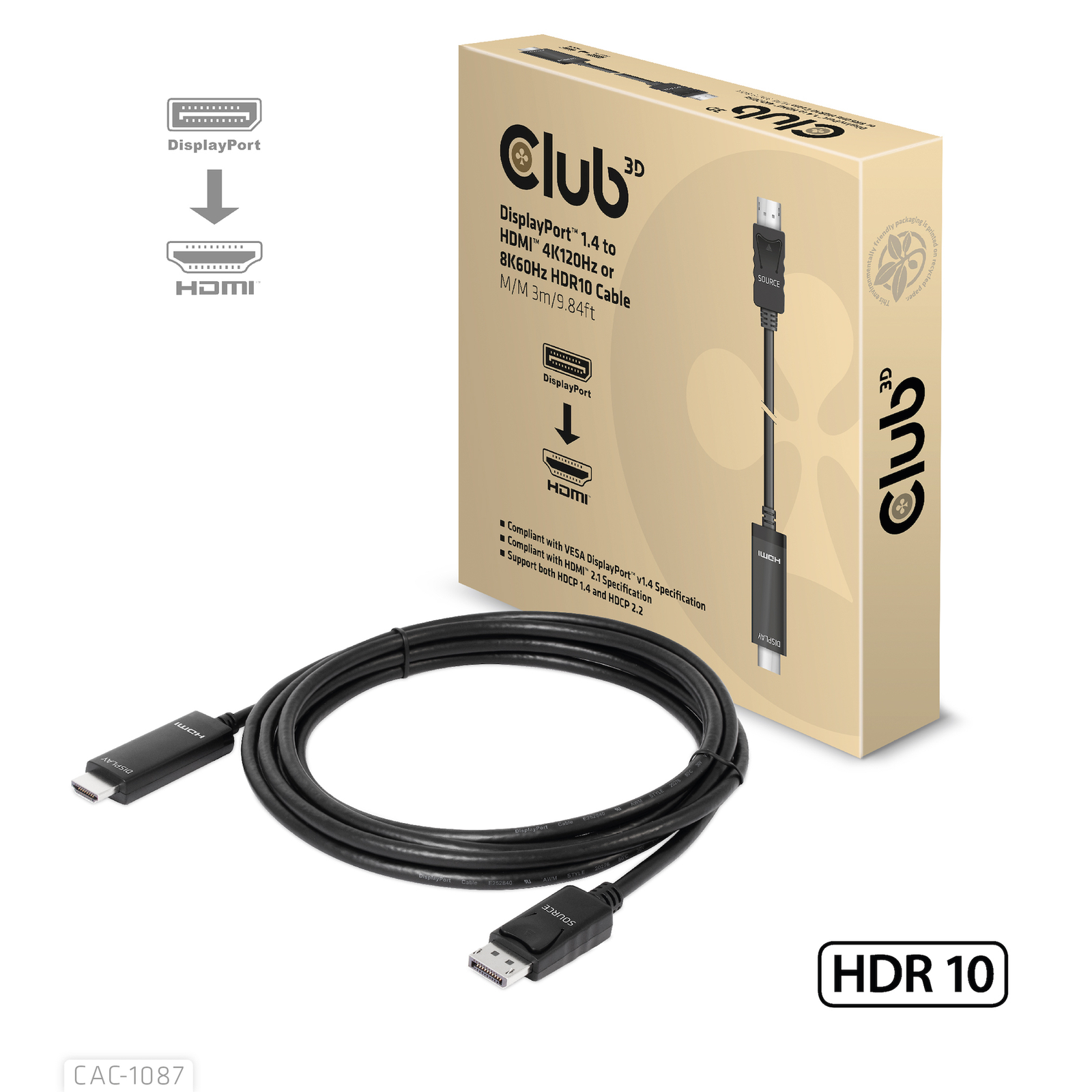 Club 3D Videoadapter Cable 3m HDMI