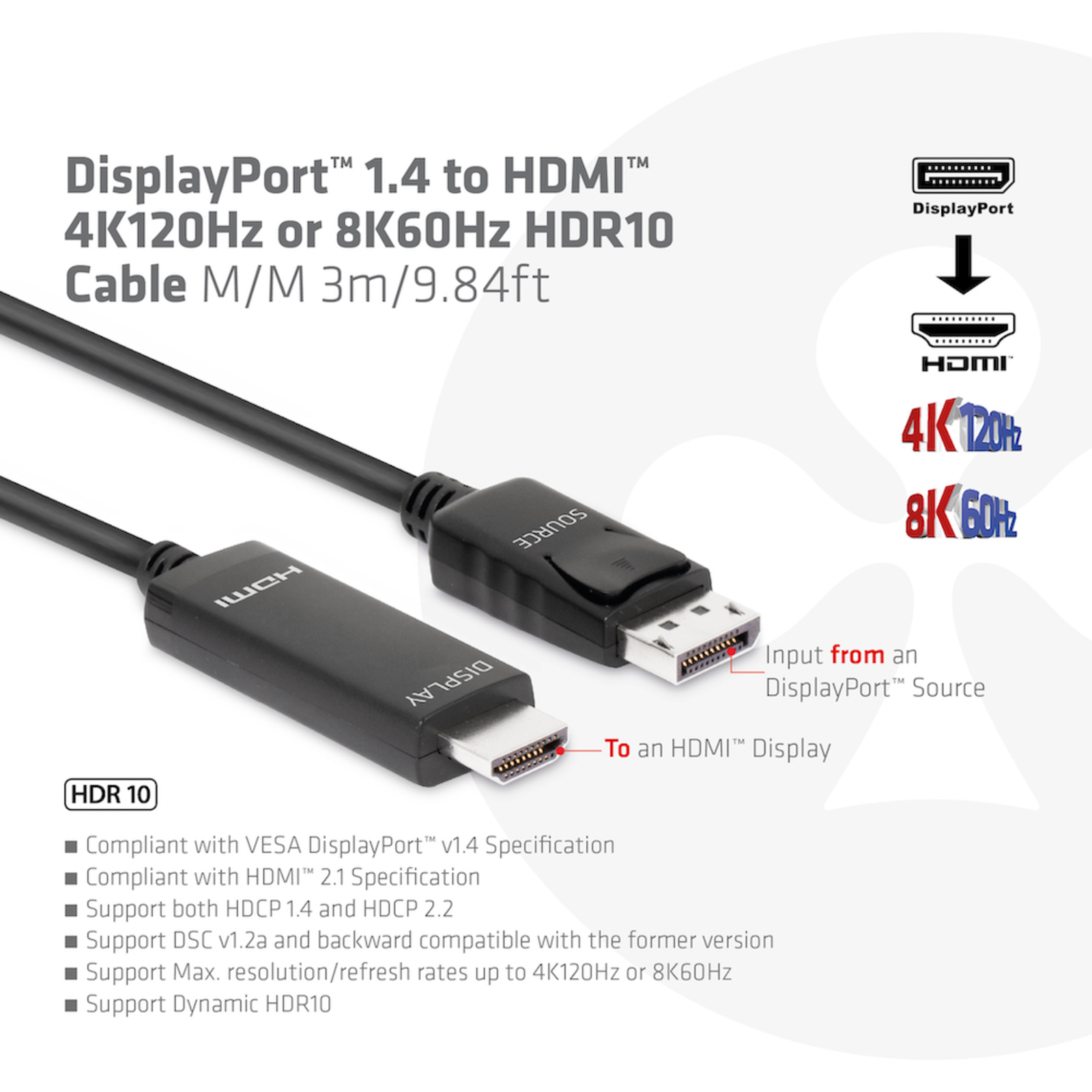 Club 3D Videoadapter Cable 3m HDMI