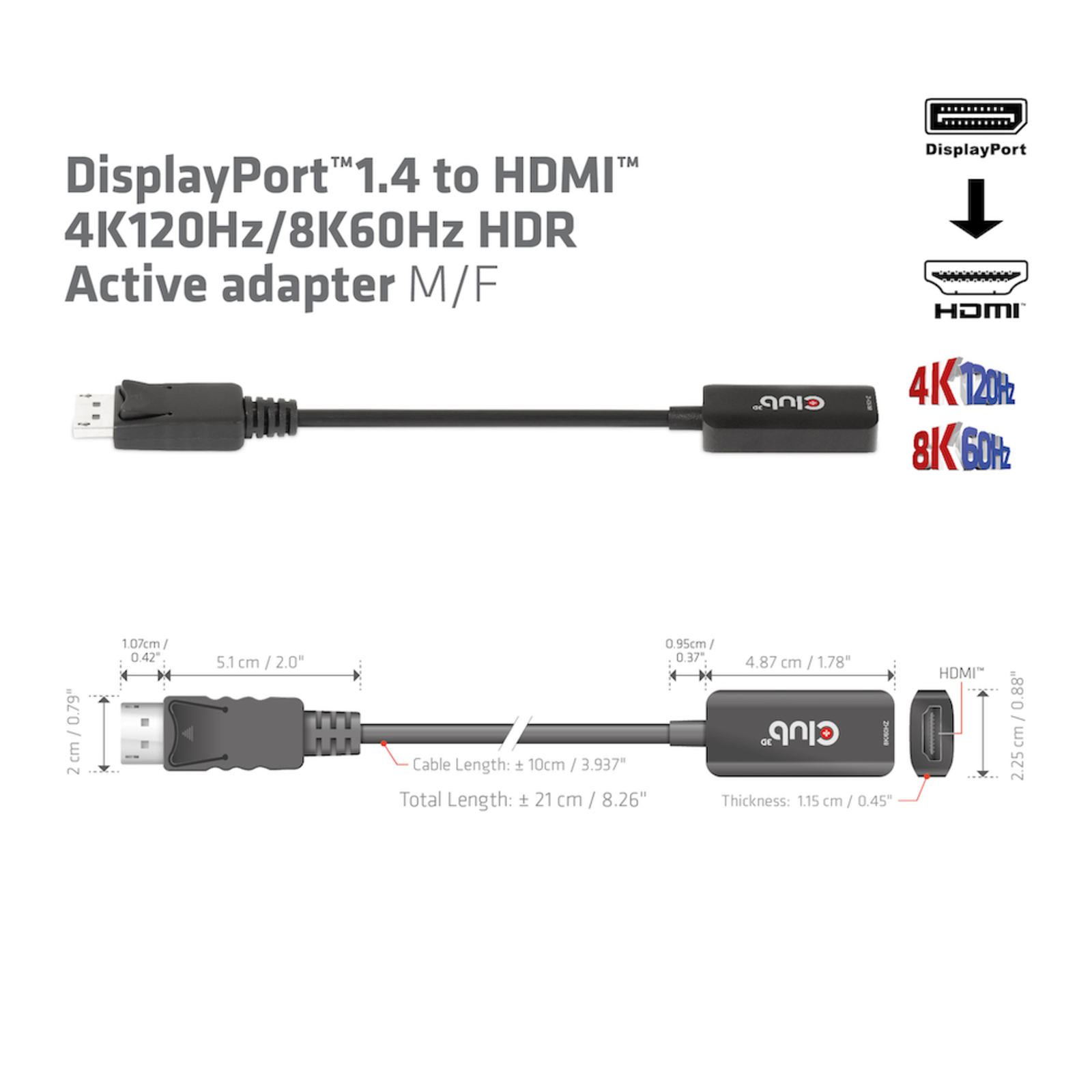 Club 3D Videoadapter 10cm