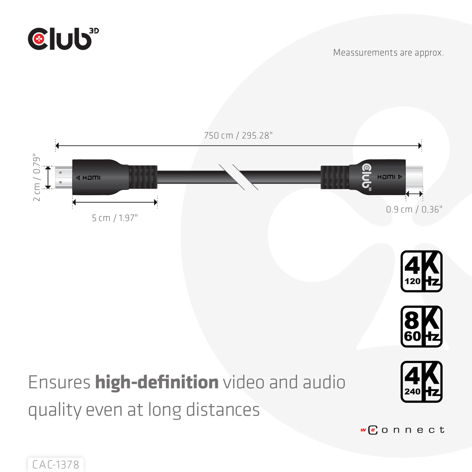 Club3D DisplayPort Cable 2.1 DP80 1,6m 10K8K4K StSt Retail