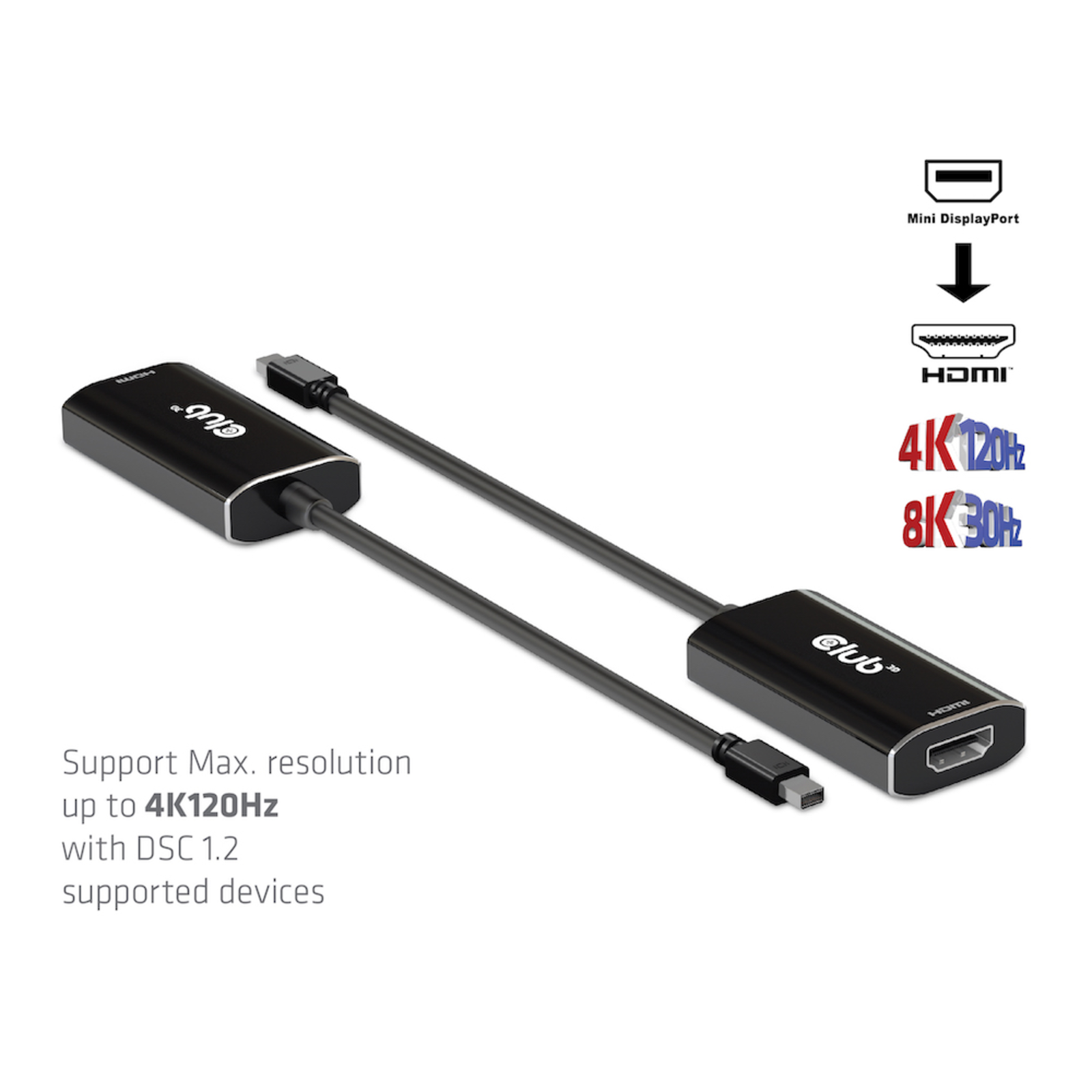 Club 3D Adapter MiniDisplayPort HDMI 2.1 HDR 4K120Hz