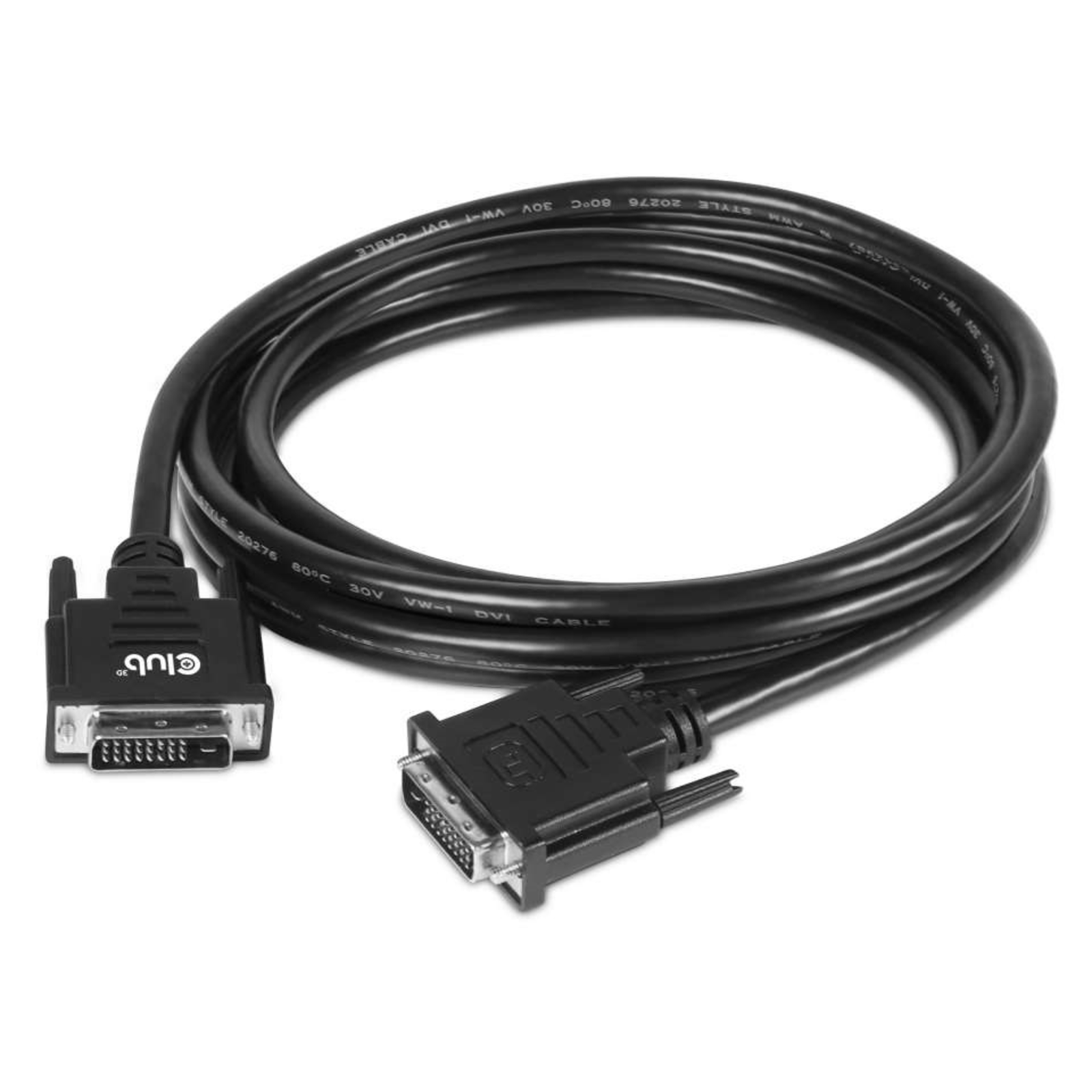 club3D DVI Connection Cable DVI-D 24+1-pin Plug 3.00 M Black CAC-1223 DVI Cable