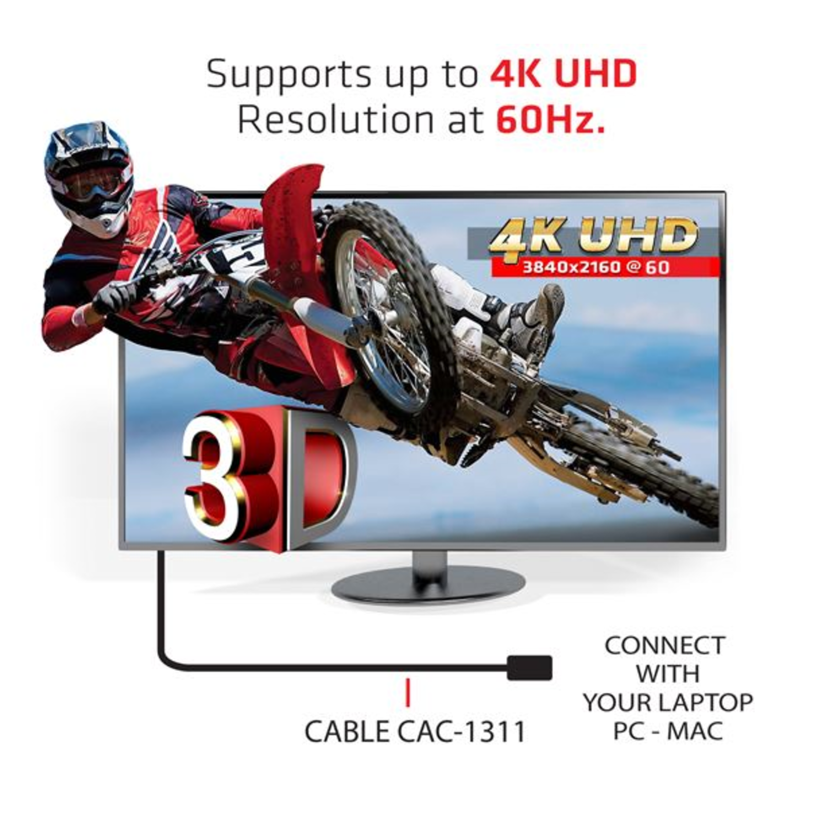 club3D HDMI Connection Cable HDMI-A Plug 1.00 M Black Silver 4K UHD Foil Shield UL-certified