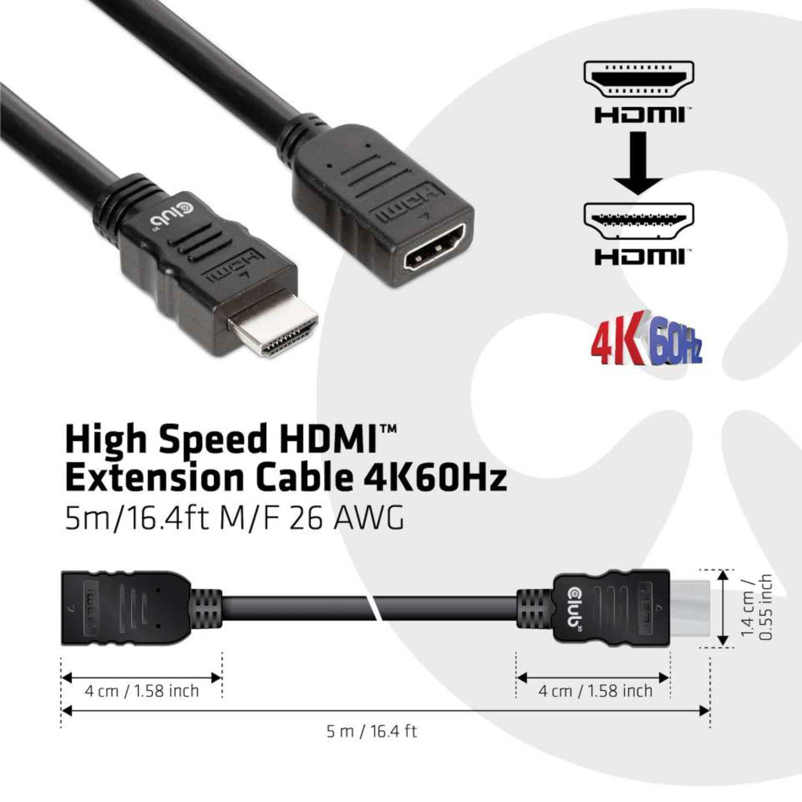 Club 3D HDMI Male to HDMI Female 5 M