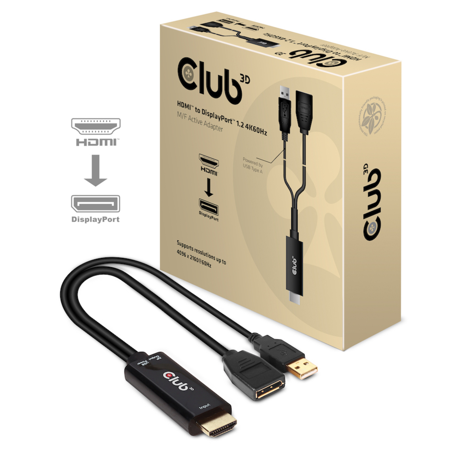 Club 3D Videoadapter Display Port HDMI 25cm