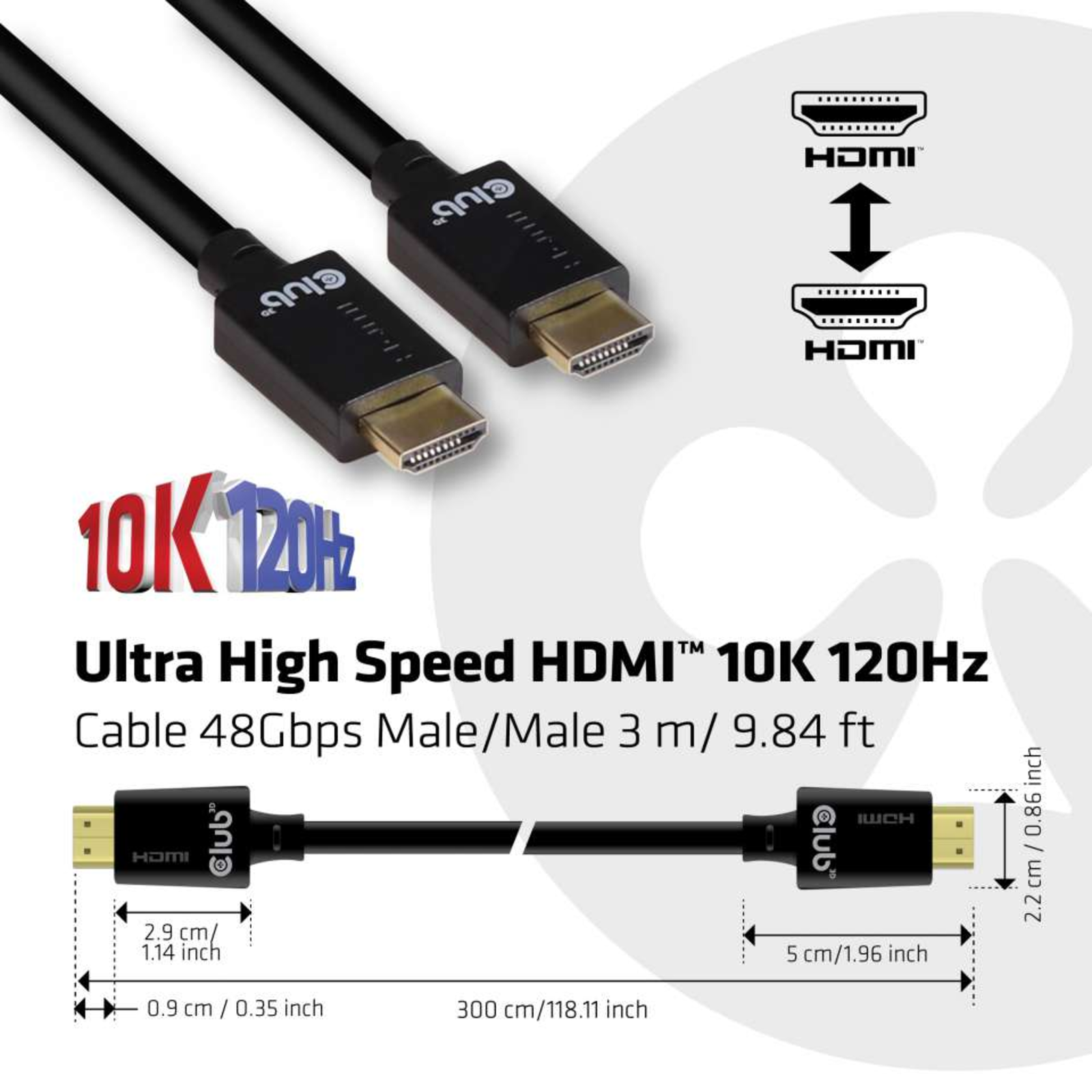 Club 3D HDMI Male to HDMI Male 3 M Black