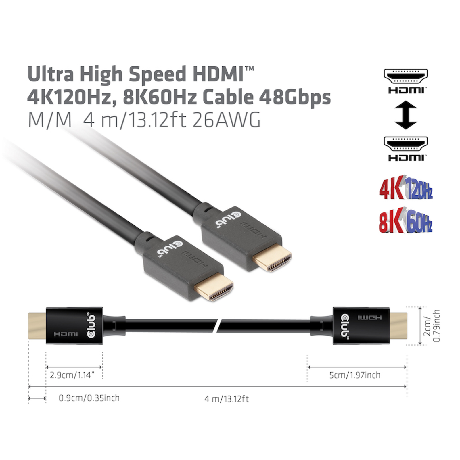 Club 3D HDMI Male to HDMI Male 4 M Black