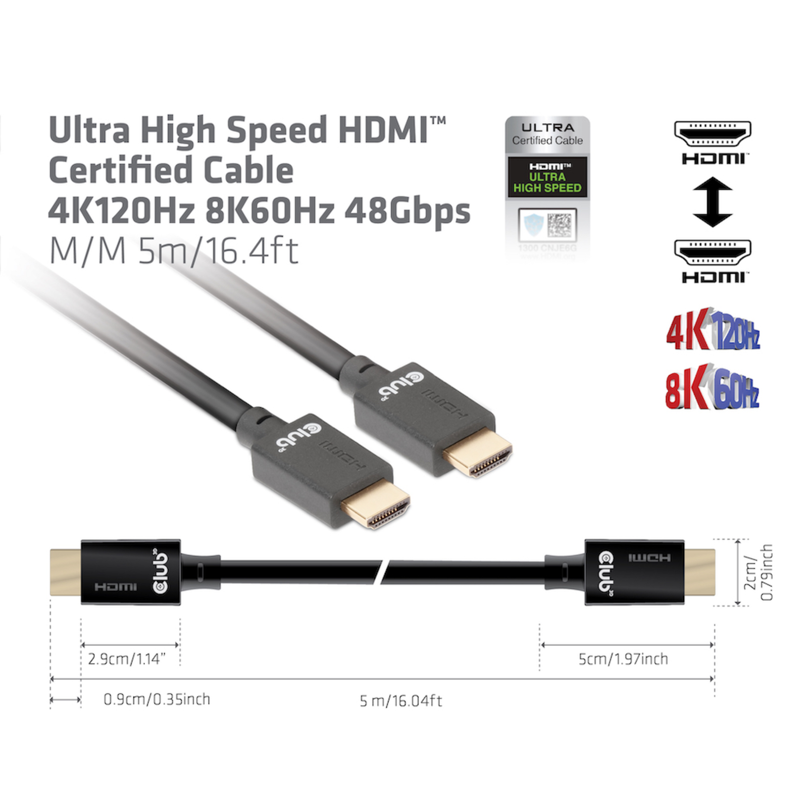 Club 3D HDMI Male to HDMI Male 5 M Black