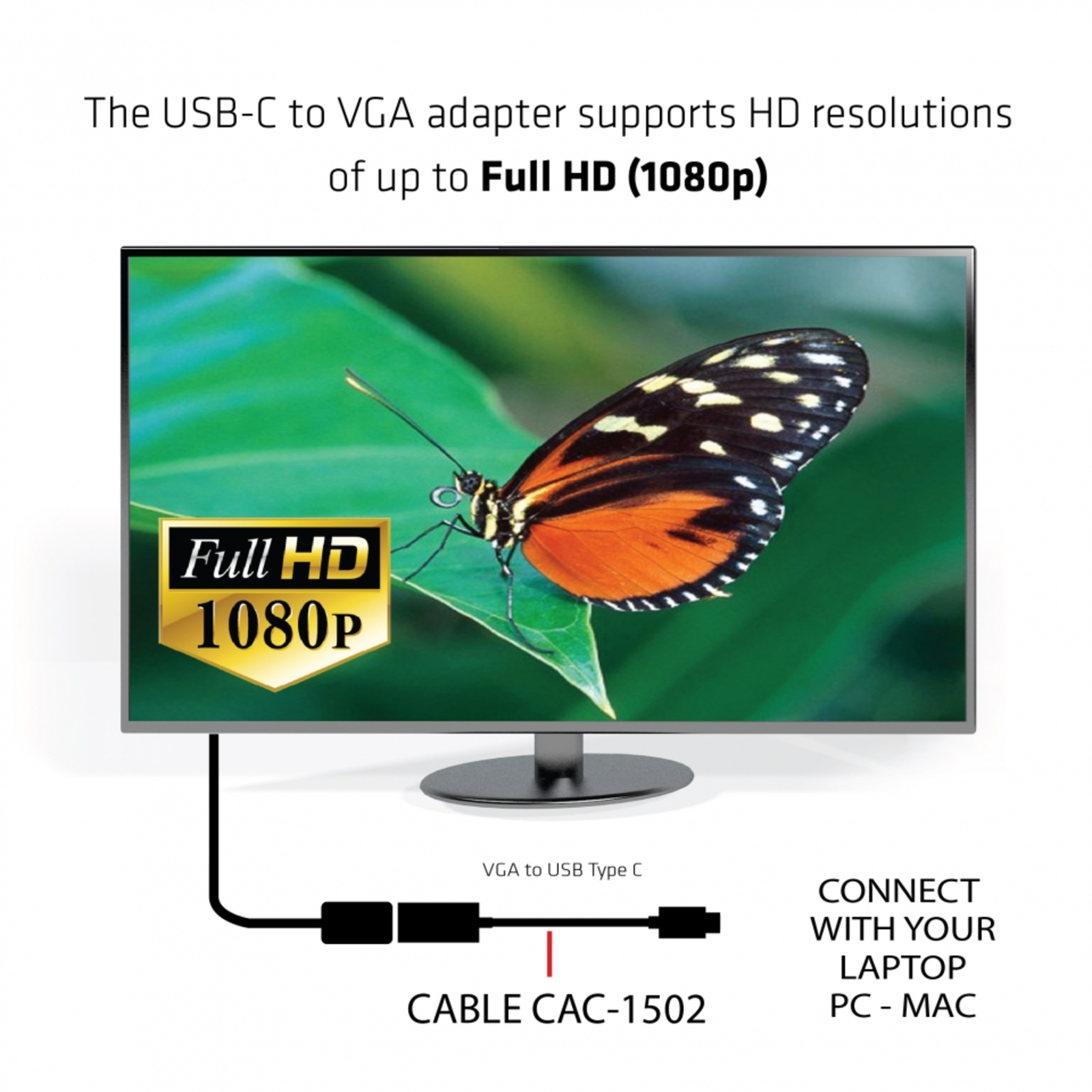 Club 3D USB 3.1 Type C to VGA Active