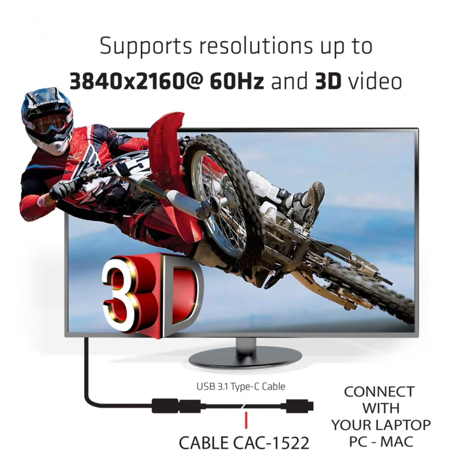 Club 3D USB 3.1 Type-C Cable M M 0.8 M