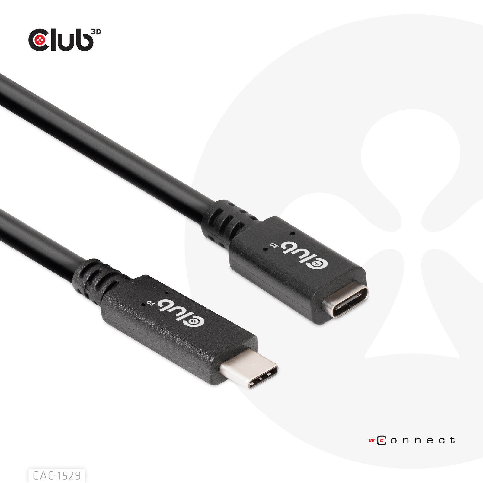 Club 3D USB Type-C Extender Cable 2m Black