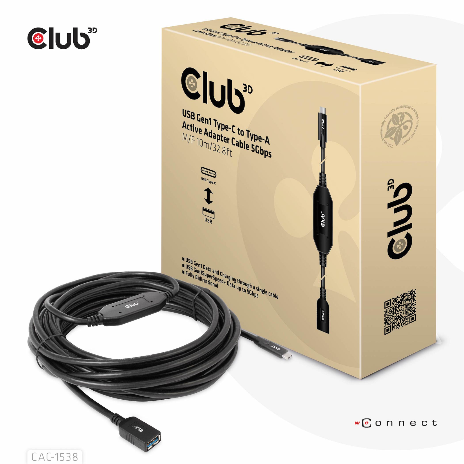 Club 3D USB 3.1 Gen 1 USB Type-C Cable 10m Black