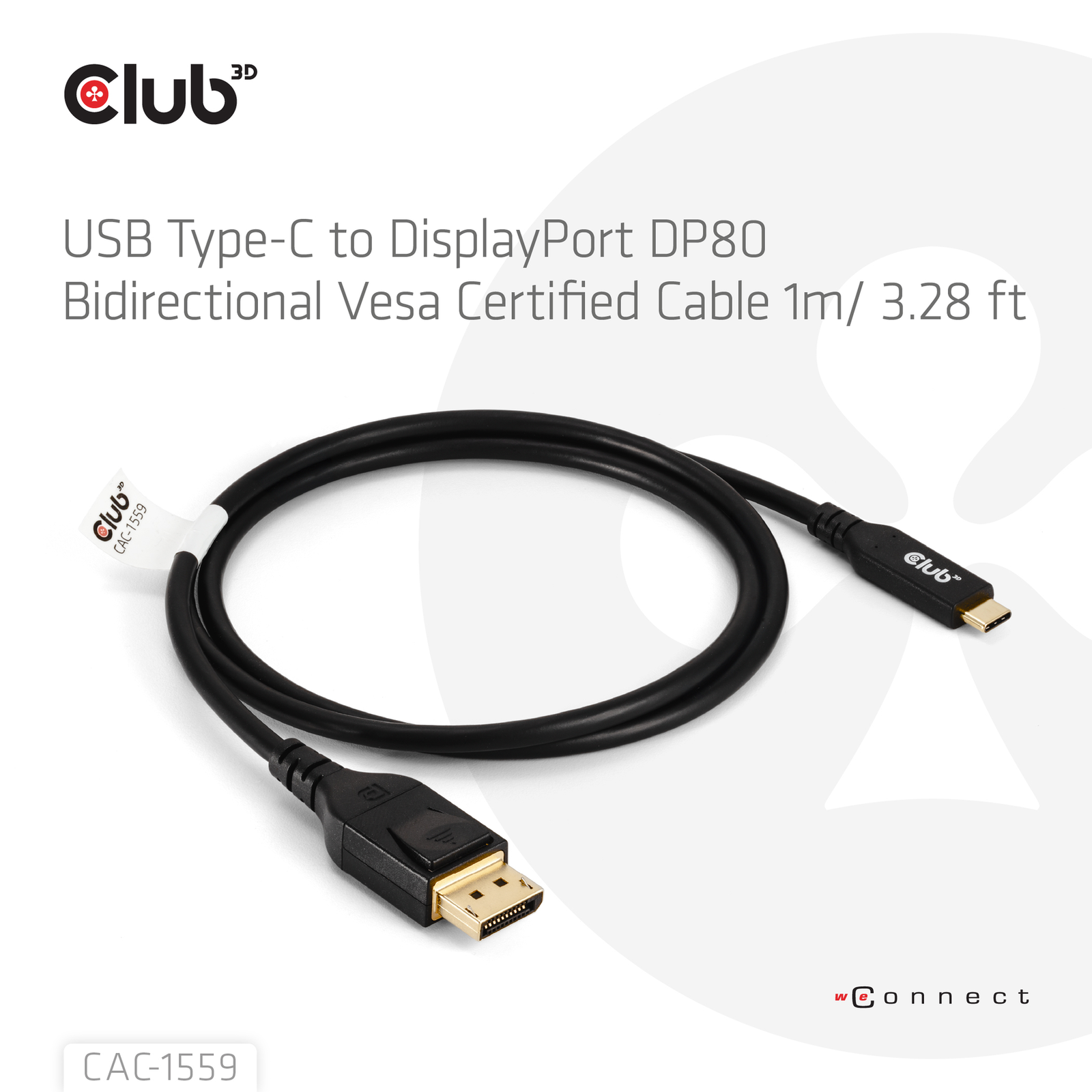 Club 3D Cable USB Type C (male) DisplayPort 2.1 (male) 1.0m